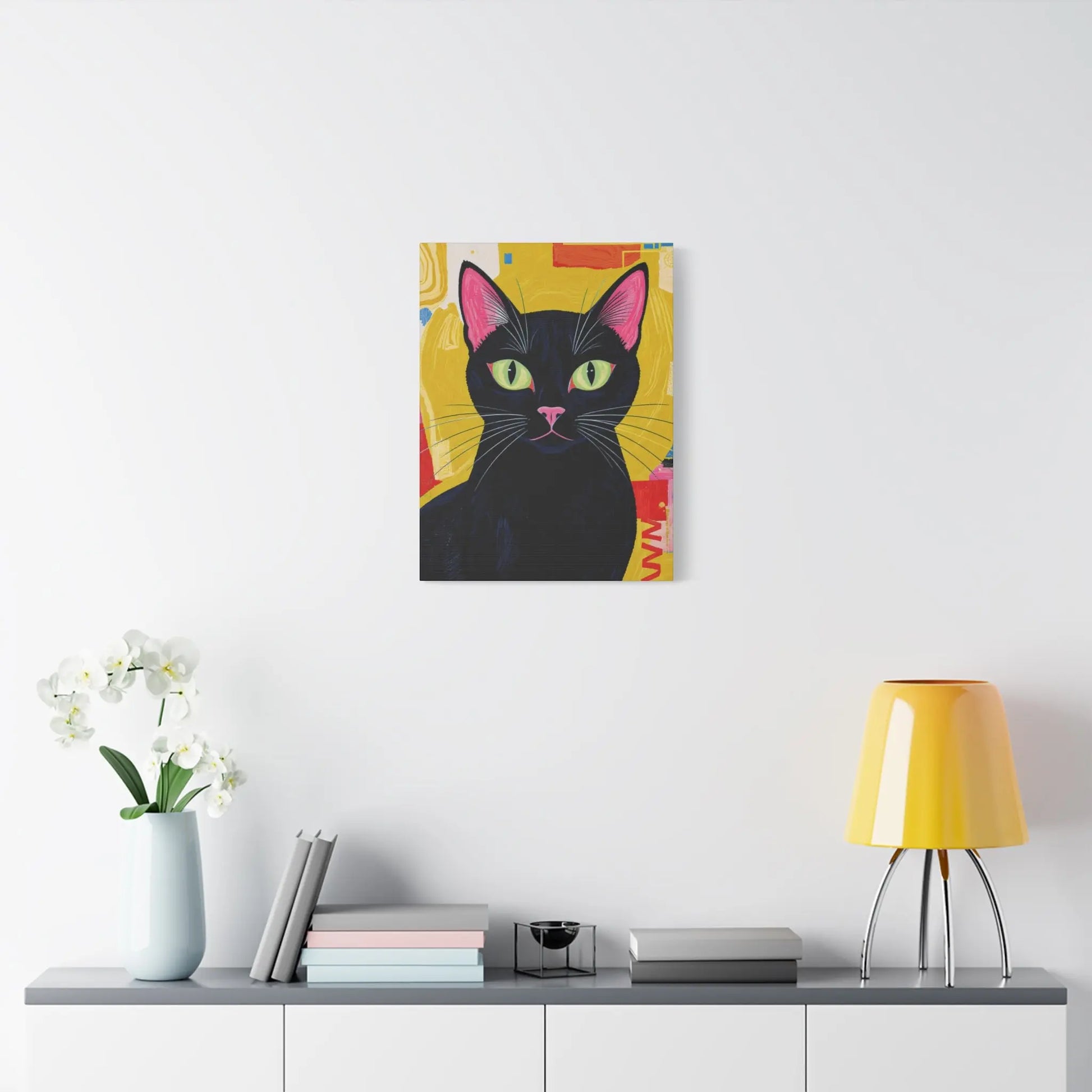 Black Cat Pop Art Matte Canvas Print — Stretched 1.25" Printify