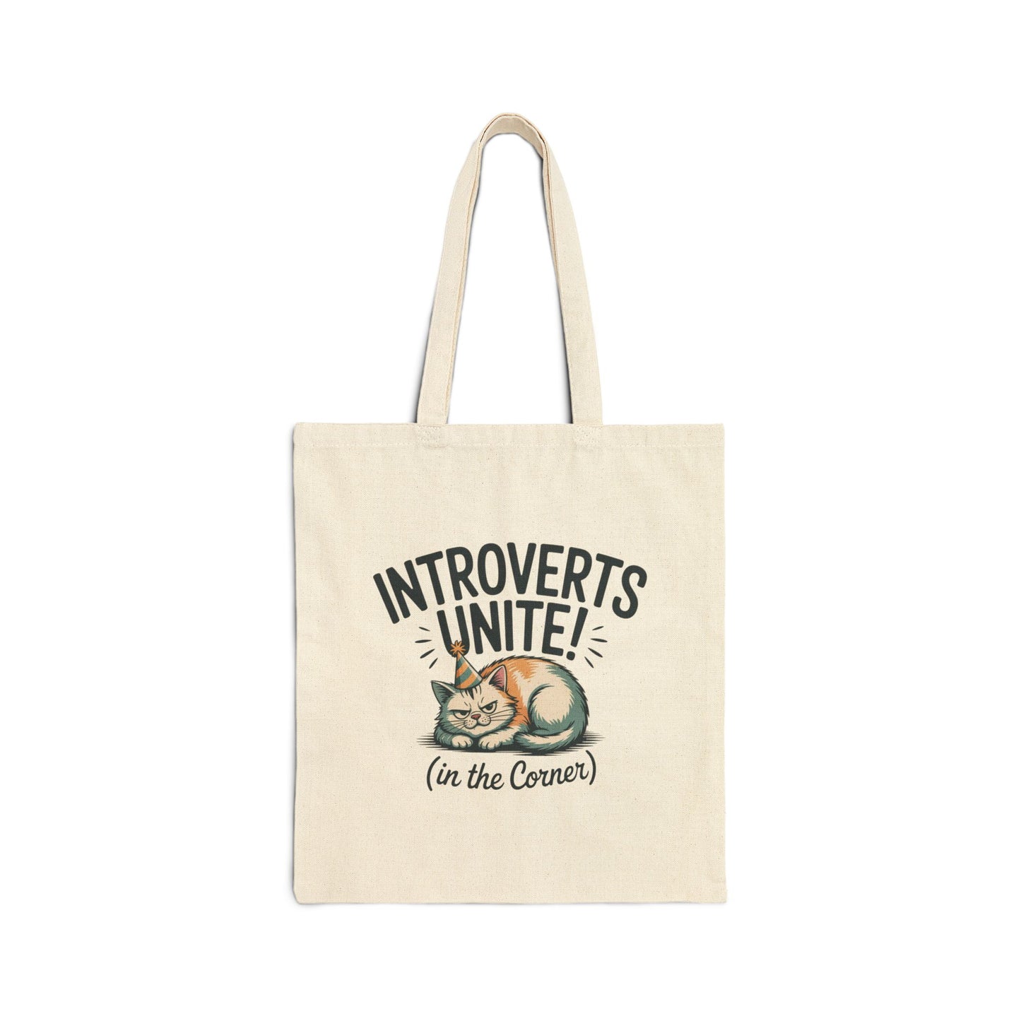 Introverts Unite in the Corner Tote, funny holiday survival, party small talk humor Printify