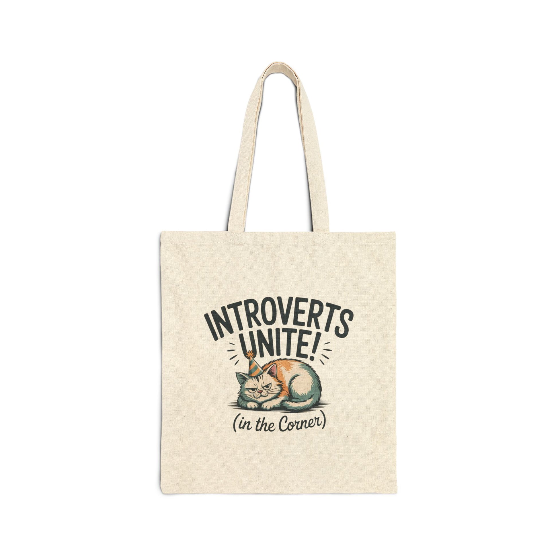 Introverts Unite in the Corner Tote, funny holiday survival, party small talk humor Printify
