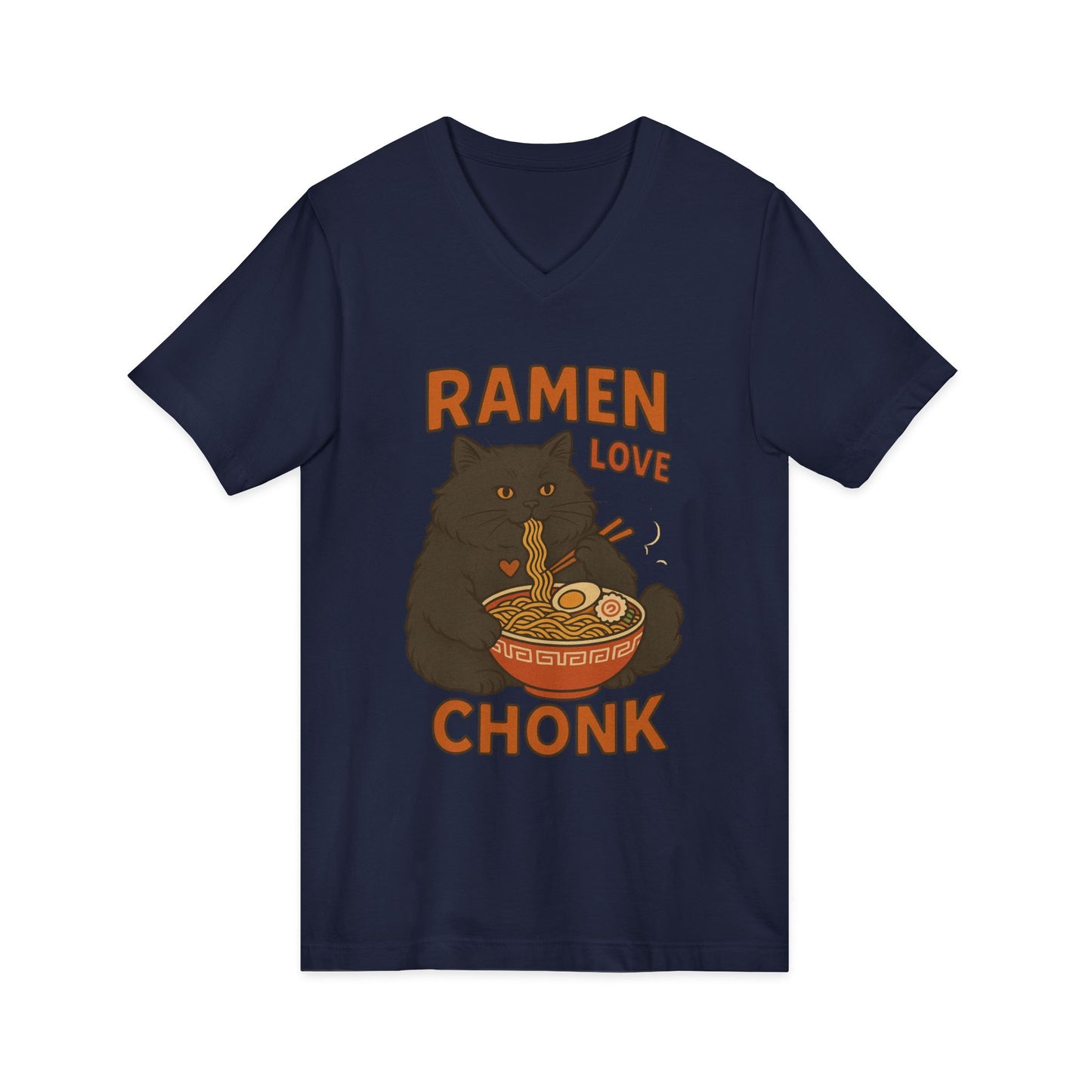 Ramen Love Chonk Cat V-Neck Tee