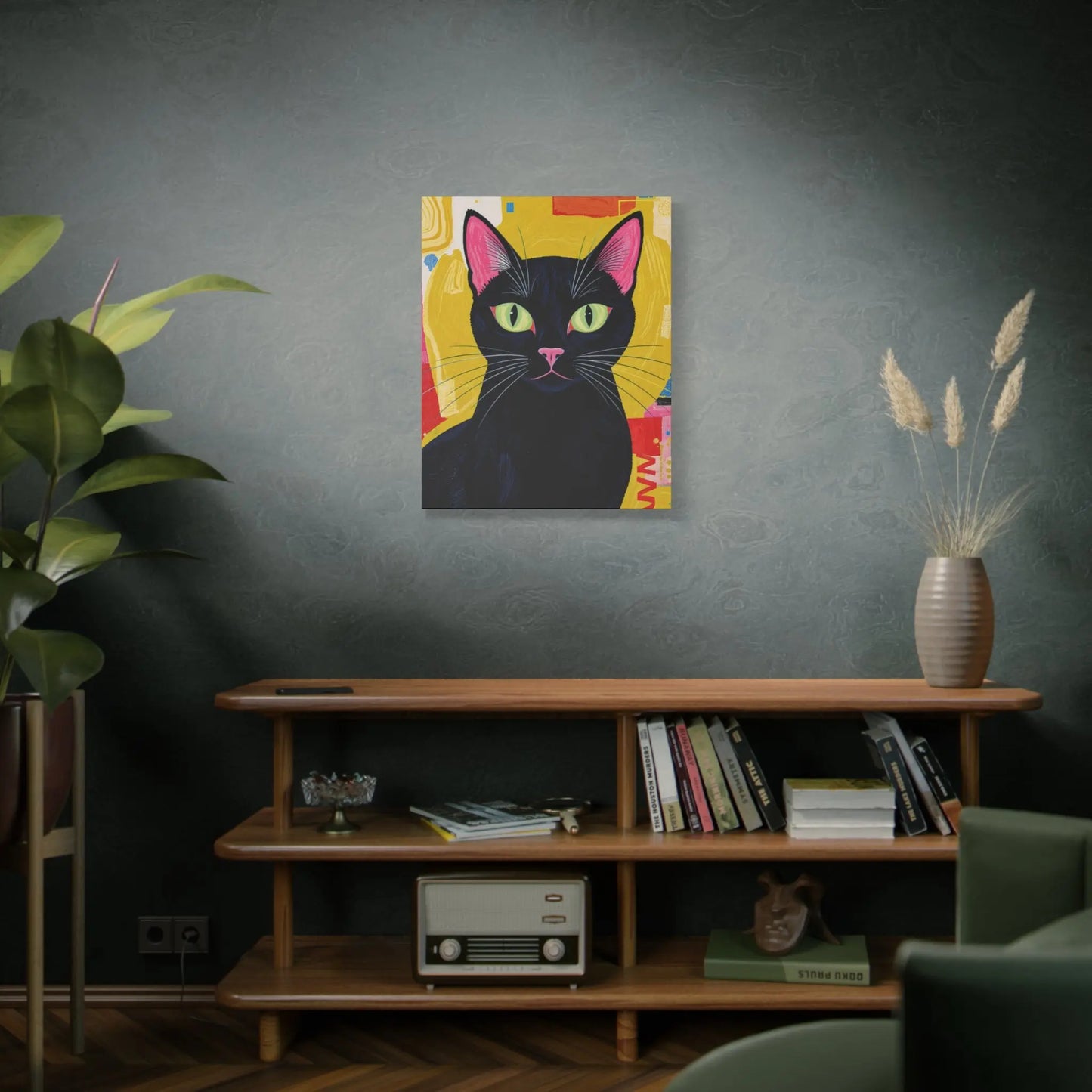 Black Cat Pop Art Matte Canvas Print — Stretched 1.25" Printify