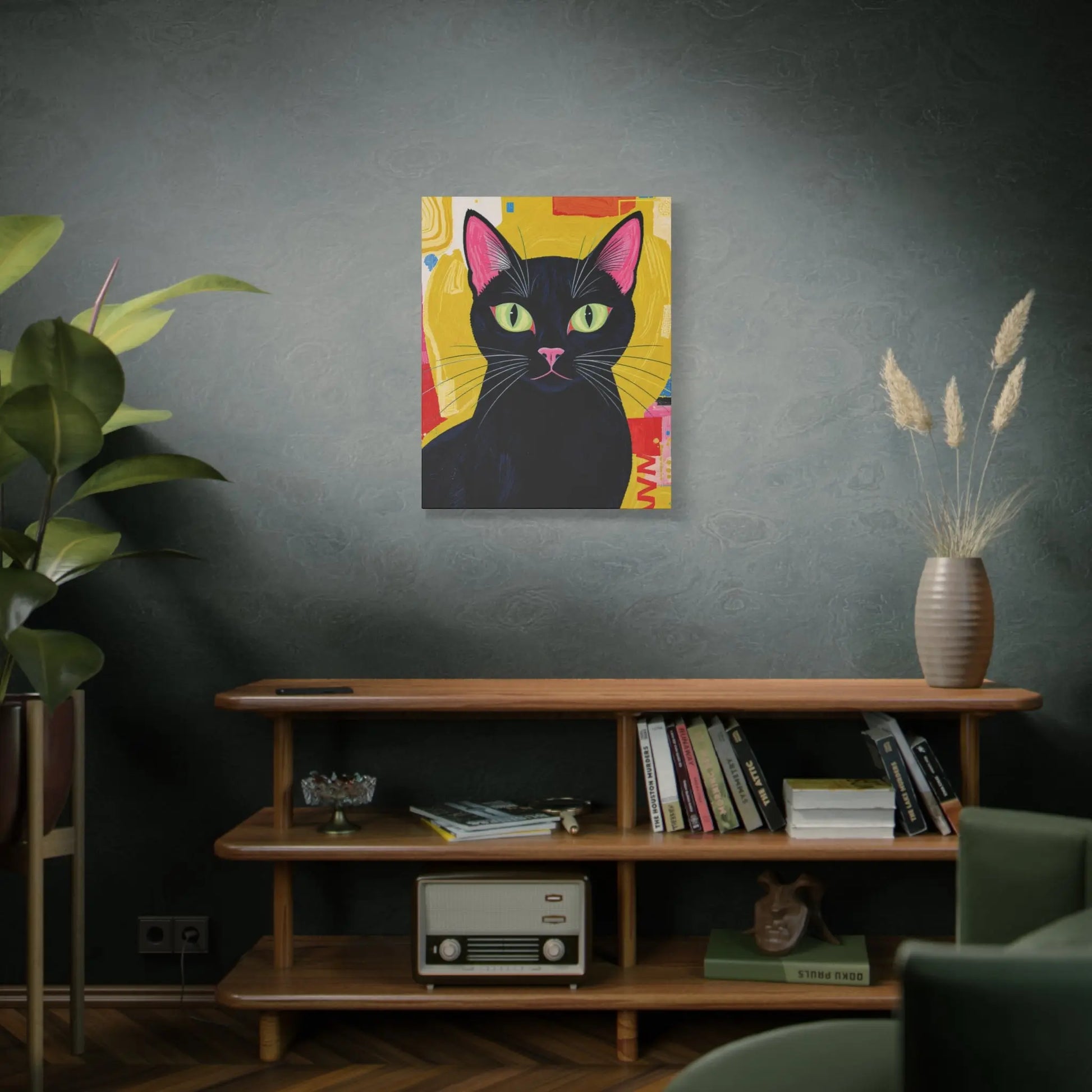 Black Cat Pop Art Matte Canvas Print — Stretched 1.25" Printify