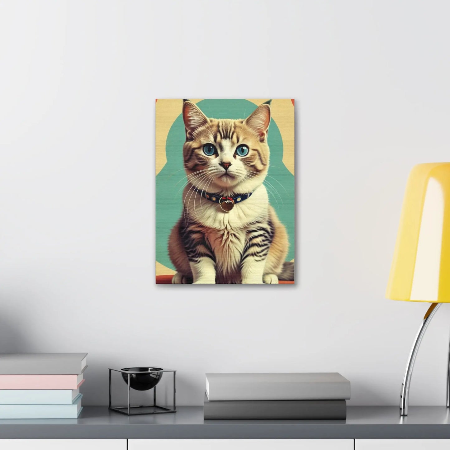 Blue-Eyed Tabby Cat Canvas Art – Stretched 1.5" Wall Décor Printify