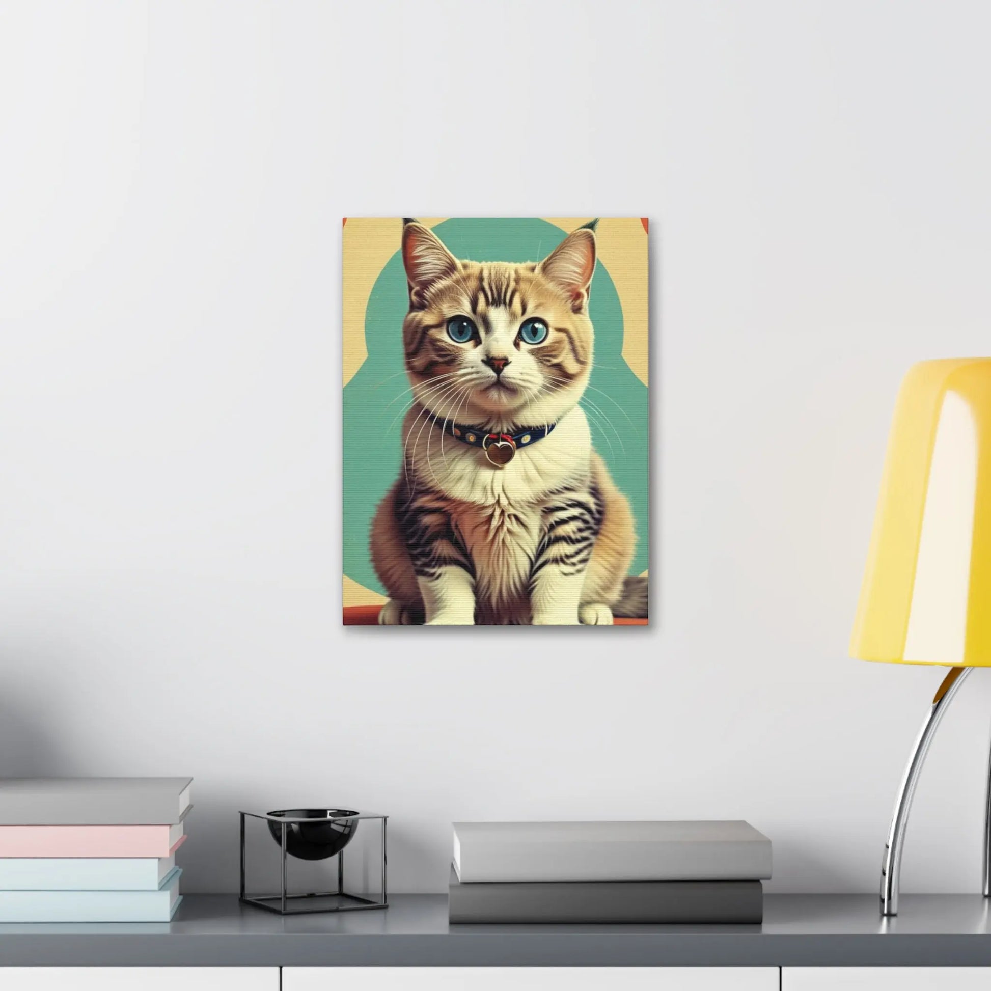 Blue-Eyed Tabby Cat Canvas Art – Stretched 1.5" Wall Décor Printify