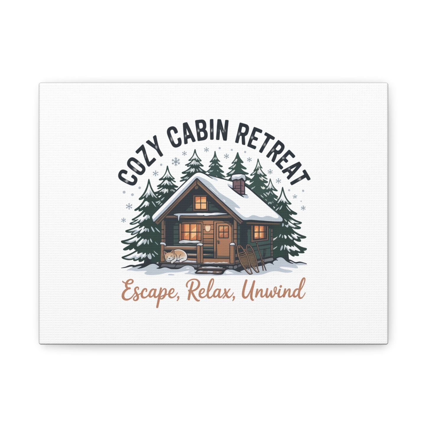 Cozy Cabin Retreat Log Cabin Art Print | Matte Canvas Stretched, 1.25" Printify