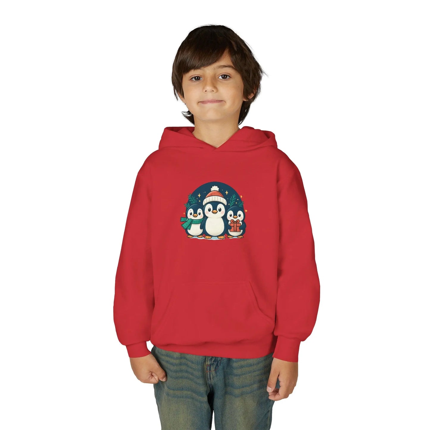 Kids Penguin Family Hoodie — Cute Holiday Winter Graphic Sweatshirt Printify