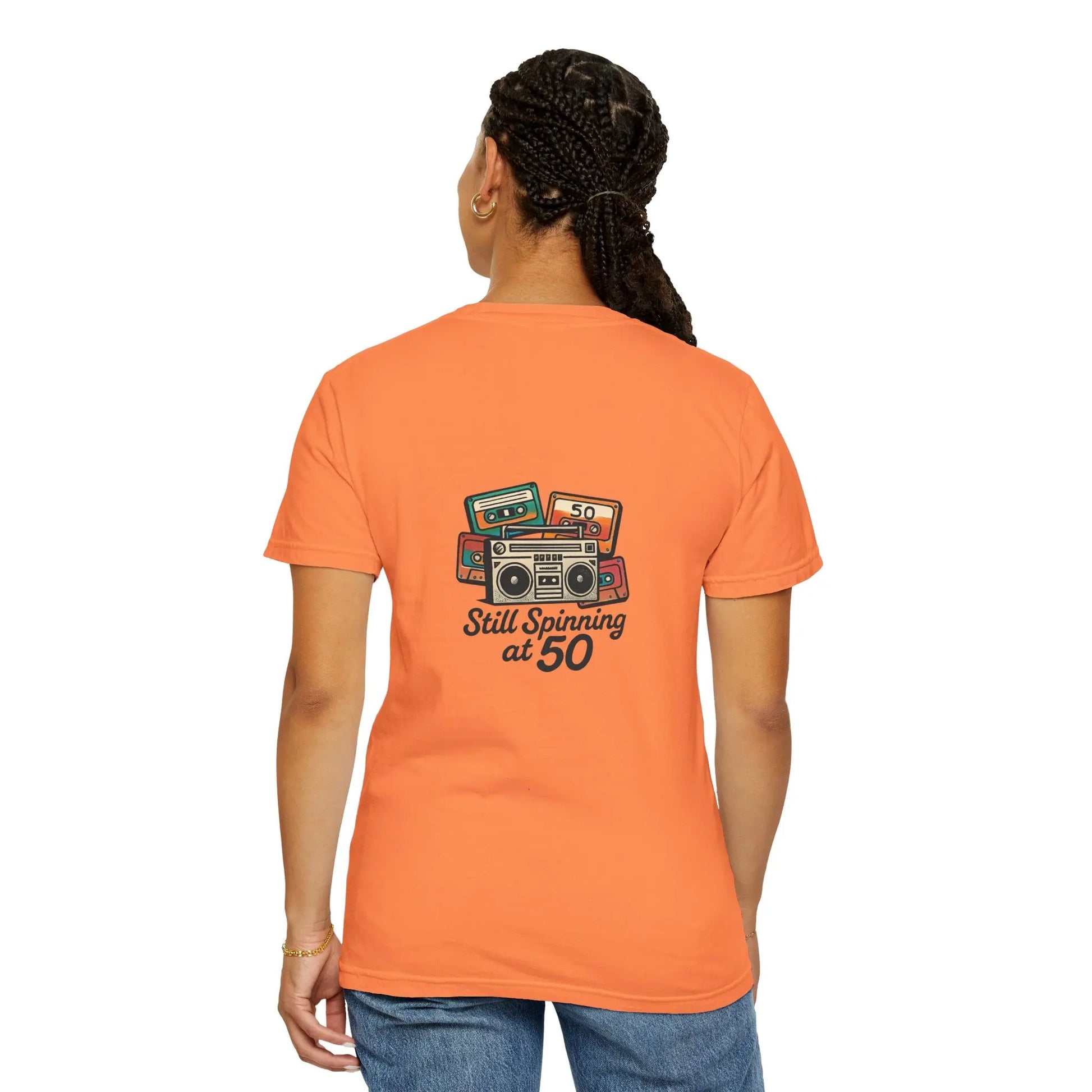 Crew T-Shirt - 'Still Spinning at 50' Retro Boombox Tee Printify