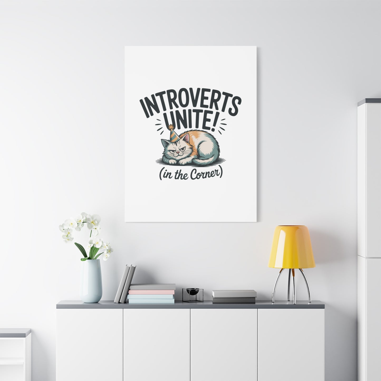 Introverts Unite (In the Corner) Matte Canvas | Funny Holiday Decor, Party Survival Humor Printify