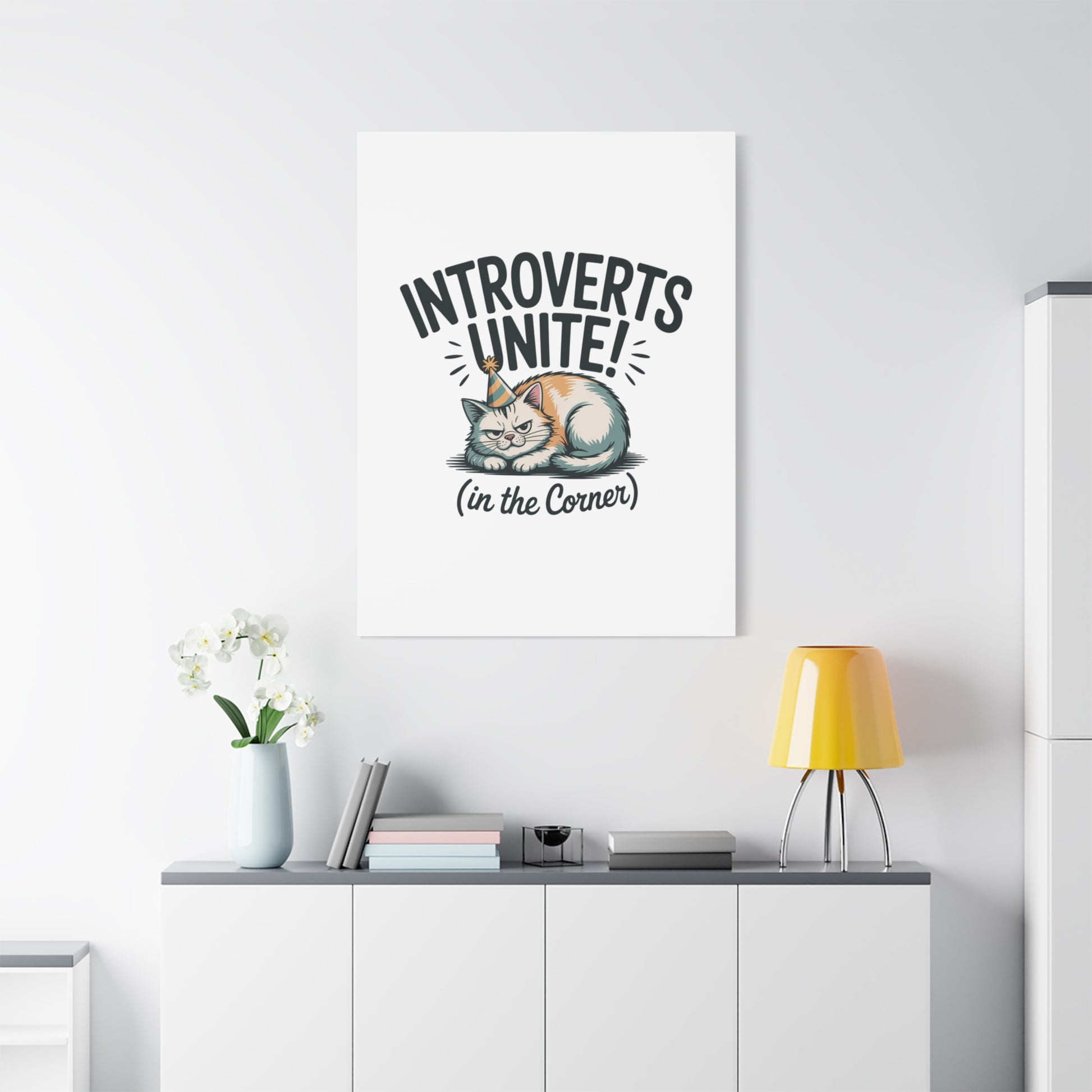 Introverts Unite (In the Corner) Matte Canvas | Funny Holiday Decor, Party Survival Humor Printify