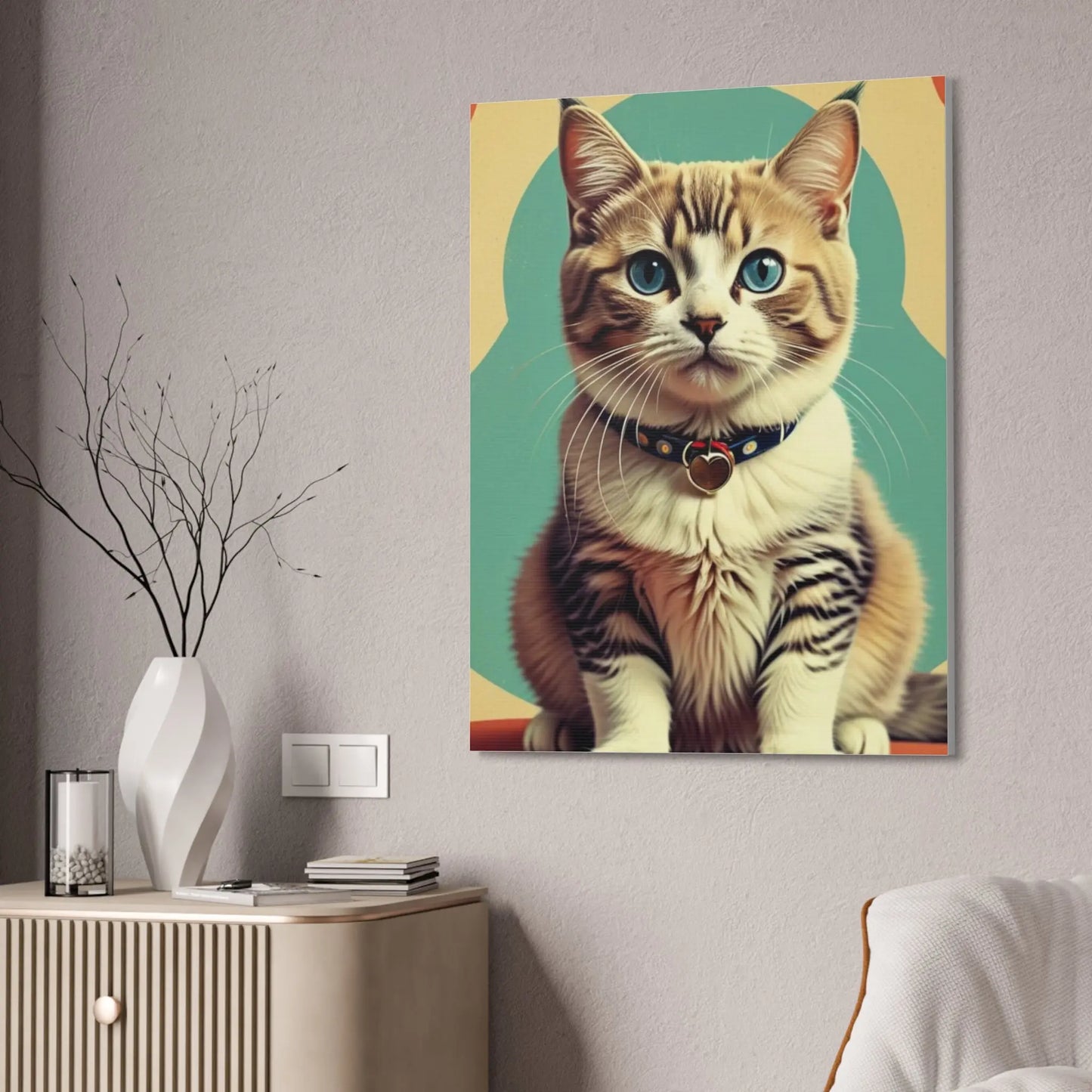 Blue-Eyed Tabby Cat Canvas Art – Stretched 1.5" Wall Décor Printify