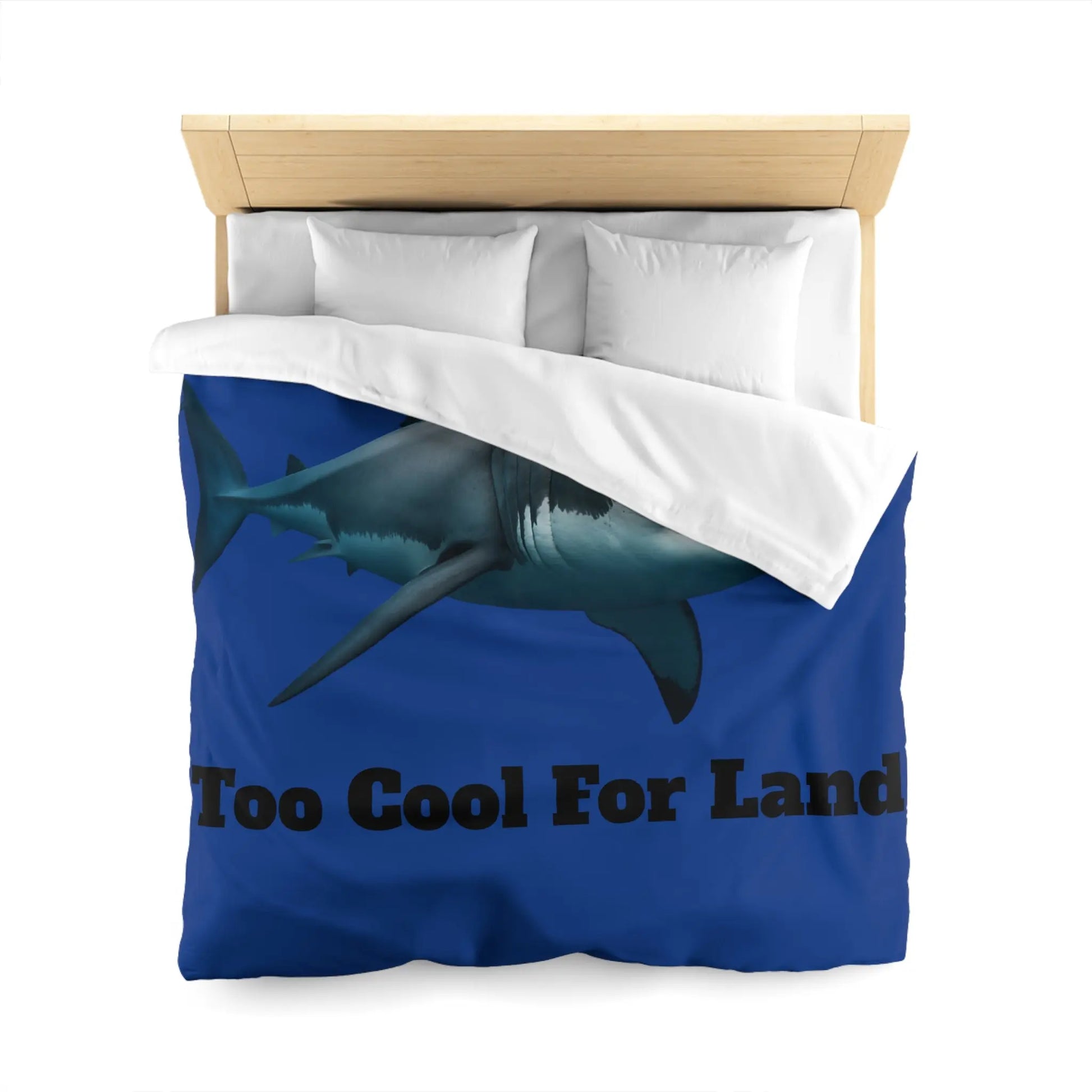 Duvet Cover - 'Too Cool For Land' Great White Shark Bedding Printify