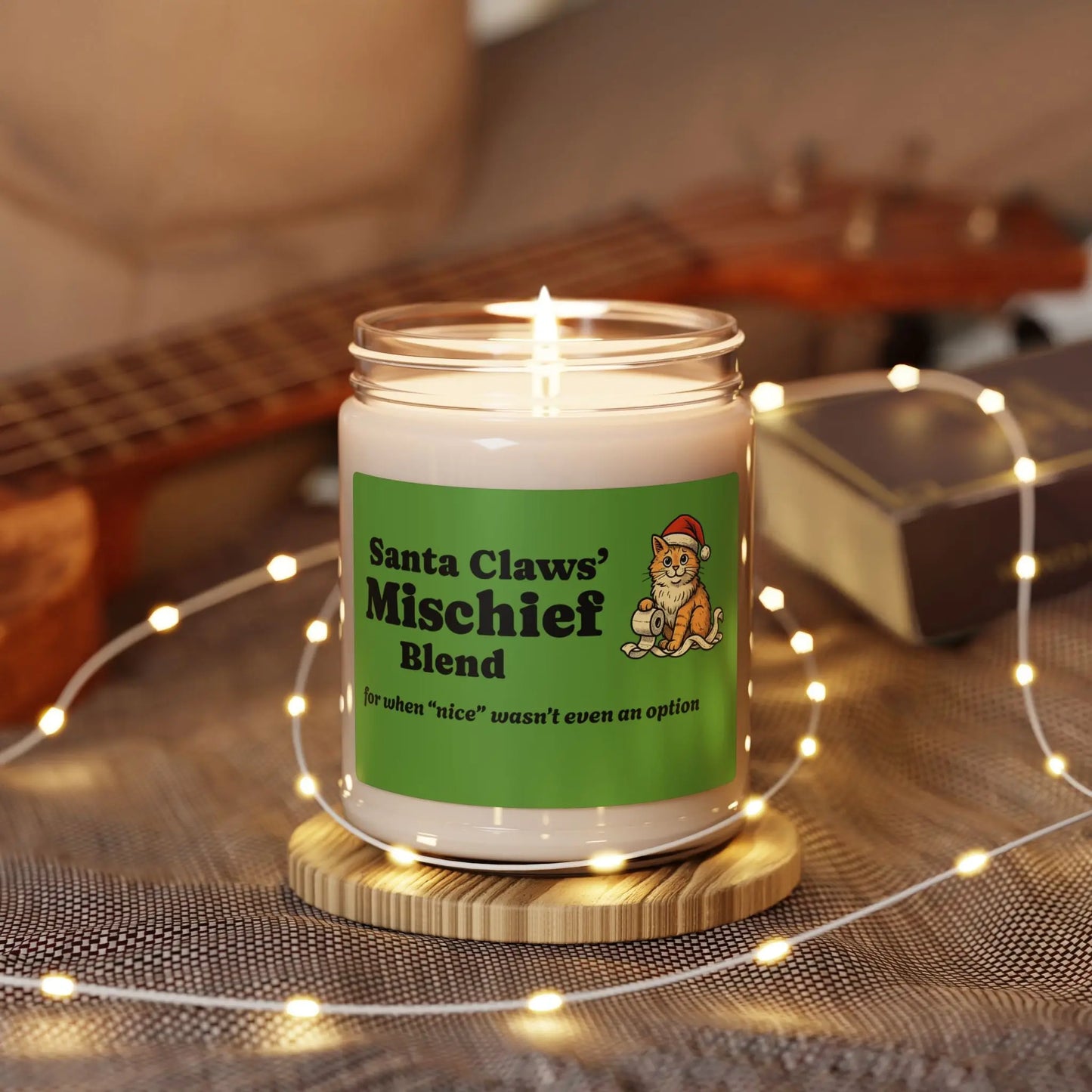 Santa Claws' Mischief Soy Candle – 9oz Holiday Scented Candle for Festive Cheer Printify