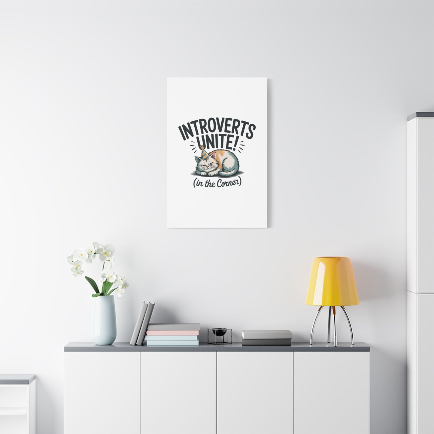 Introverts Unite (In the Corner) Matte Canvas | Funny Holiday Decor, Party Survival Humor Printify