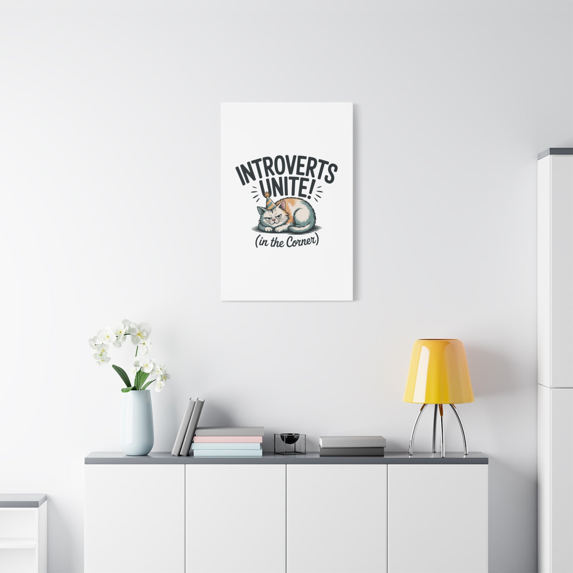 Introverts Unite (In the Corner) Matte Canvas | Funny Holiday Decor, Party Survival Humor Printify