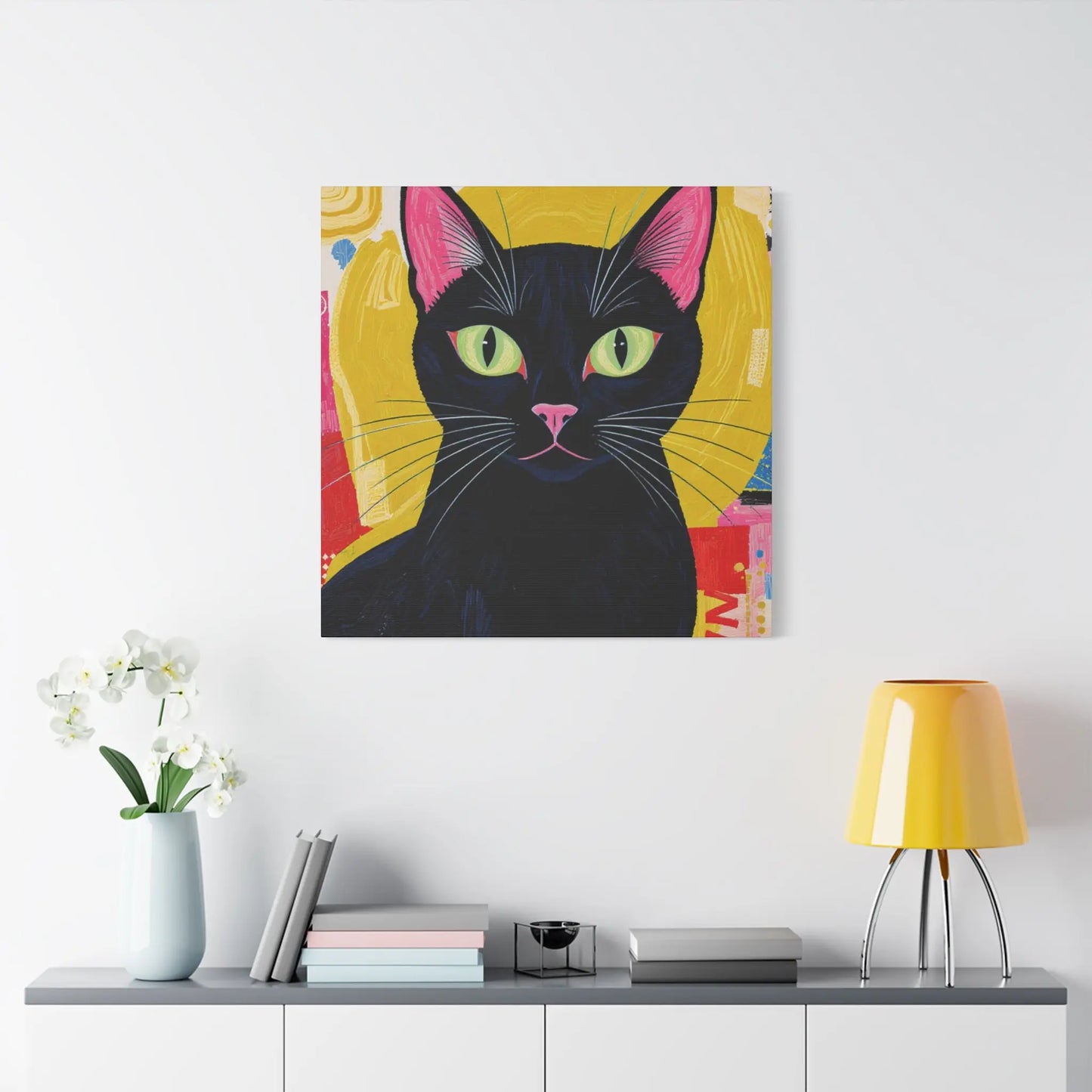 Black Cat Pop Art Matte Canvas Print — Stretched 1.25" Printify