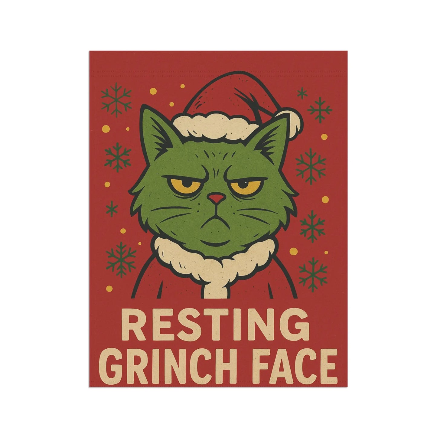 Garden Flag — "Resting Grinch Face" Holiday Decorative House Banner Printify
