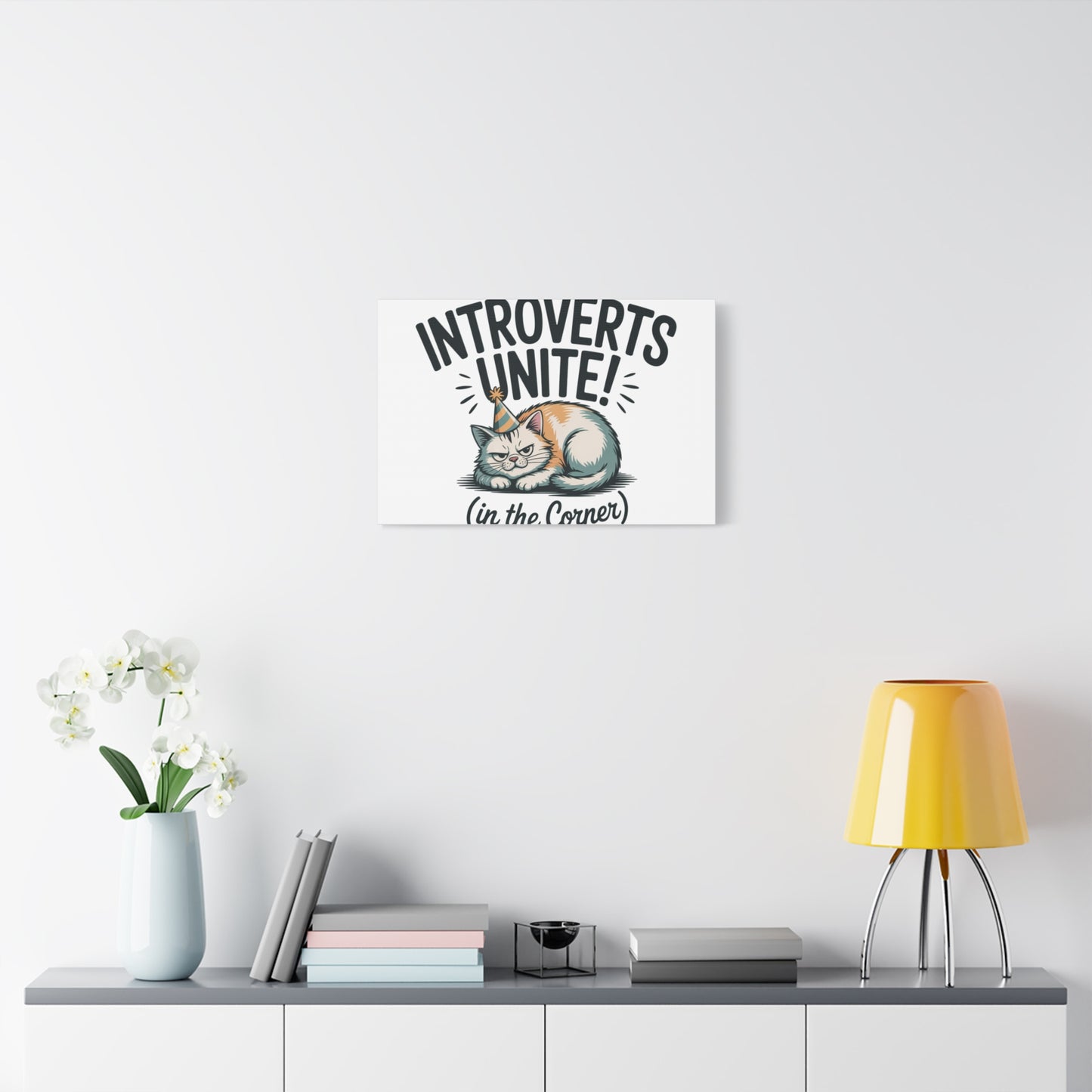 Introverts Unite (In the Corner) Matte Canvas | Funny Holiday Decor, Party Survival Humor Printify