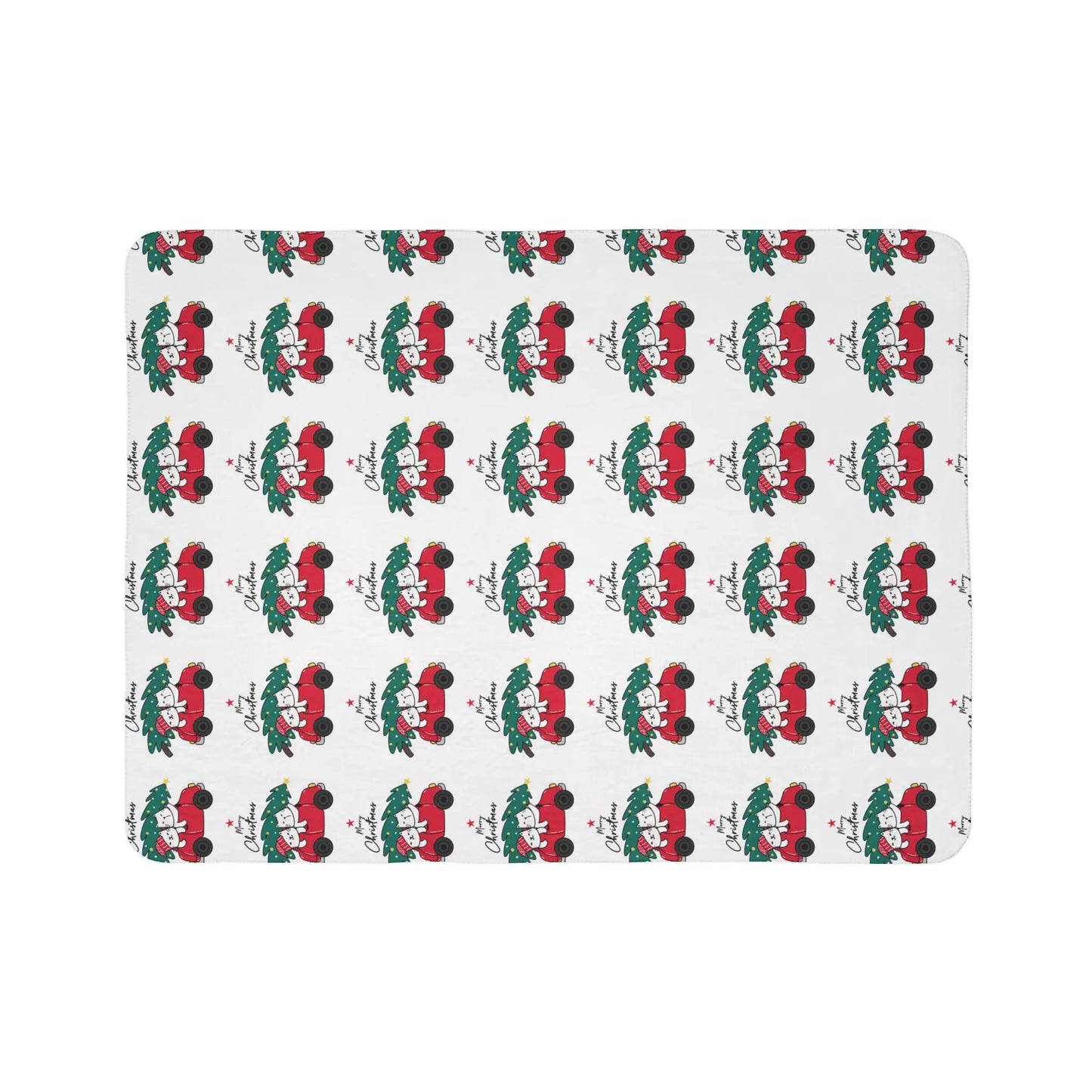 Christmas Red Truck Fleece Sherpa Blanket Printify