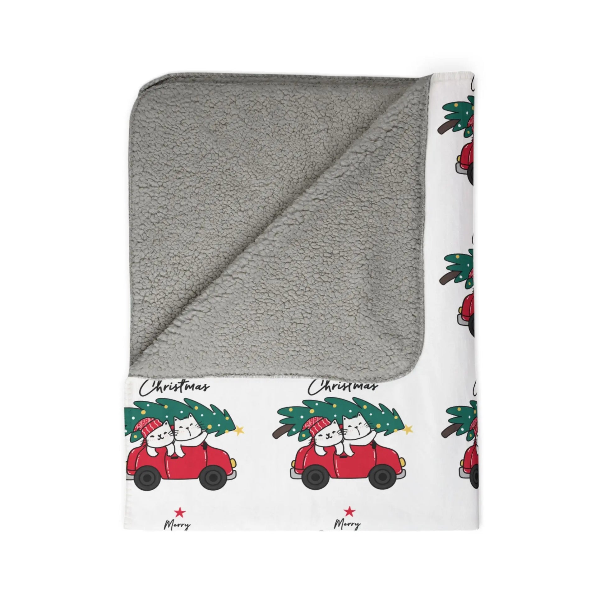 Christmas Red Truck Fleece Sherpa Blanket Printify