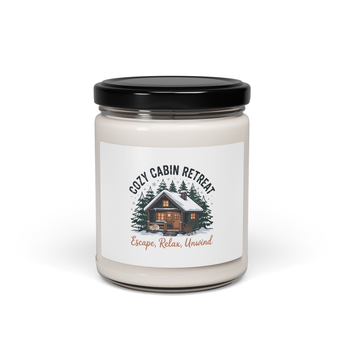 Cozy Cabin Retreat Candle, Soy Jar | Cabin Vibes, Pine Tree Lodge Printify