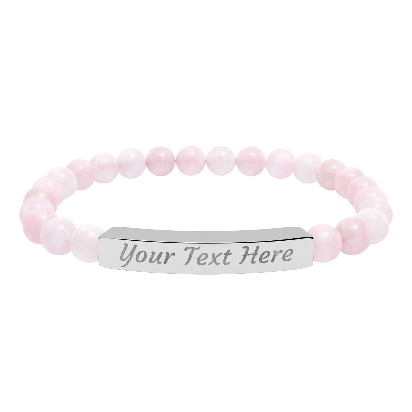 Engravable Natural Stone Stretch Bar Bracelet — Personalized Beaded Bracelet Printify
