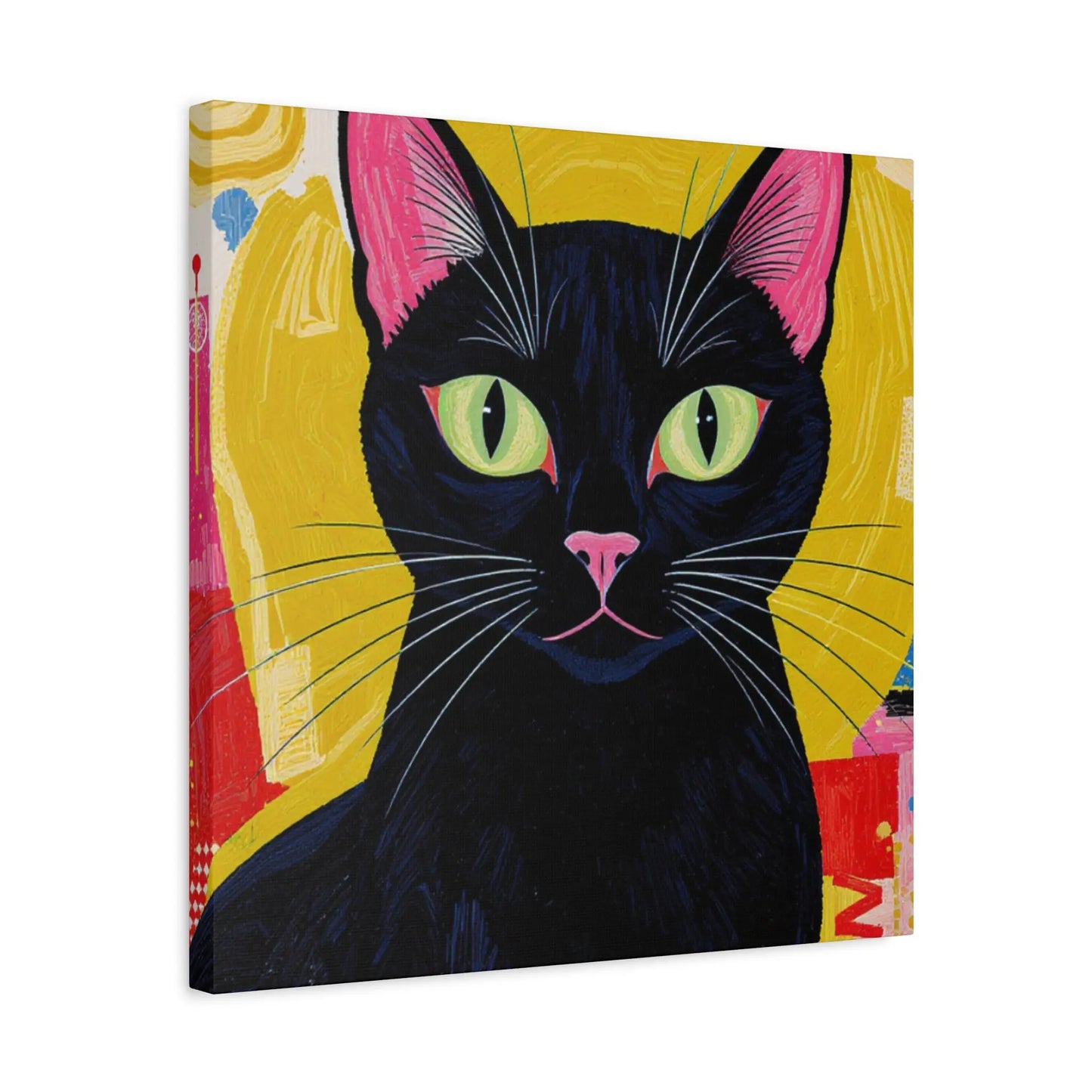 Black Cat Pop Art Matte Canvas Print — Stretched 1.25" Printify
