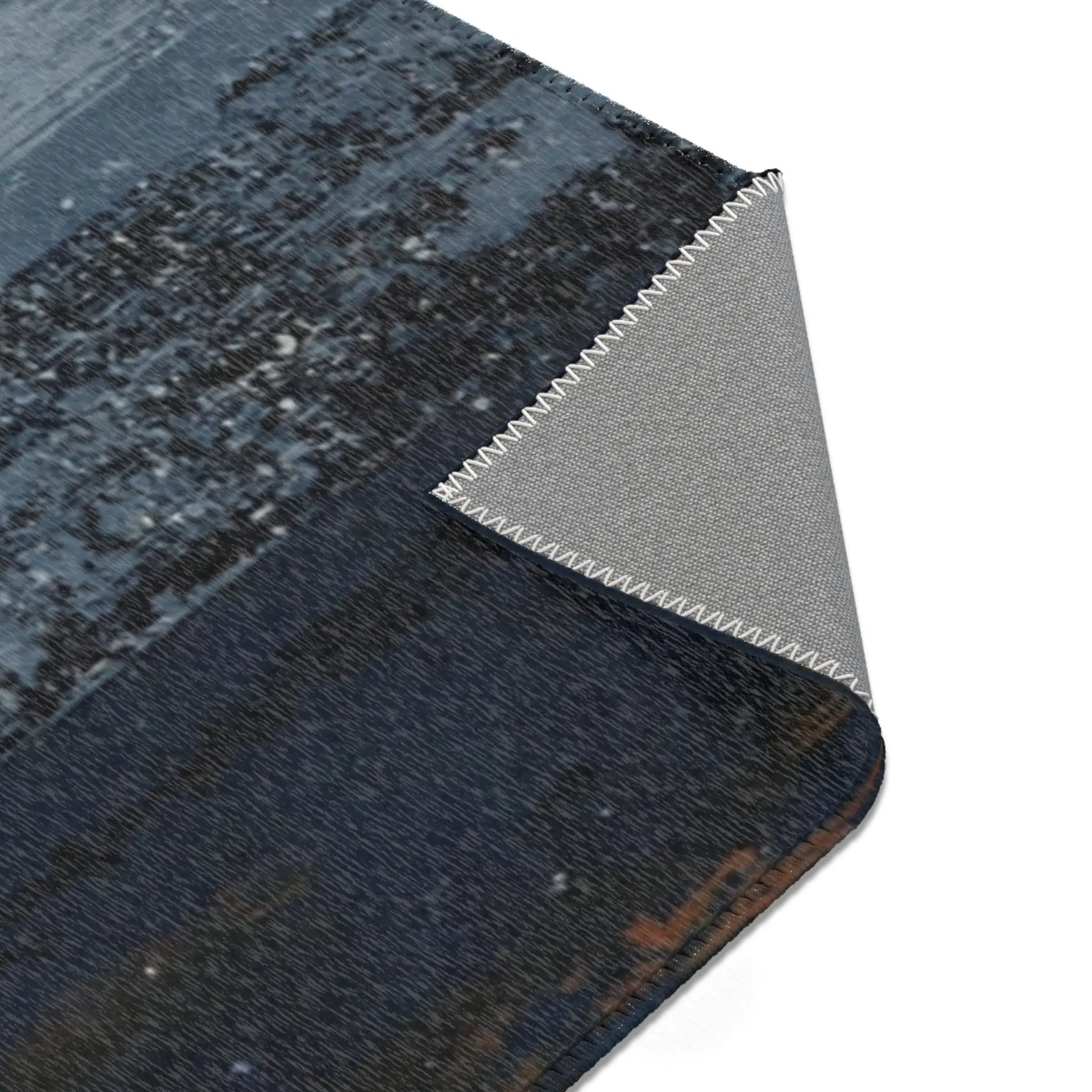 Abstract Coastal Brushstroke Area Rug — Blue & Rust Modern Accent Rug Printify