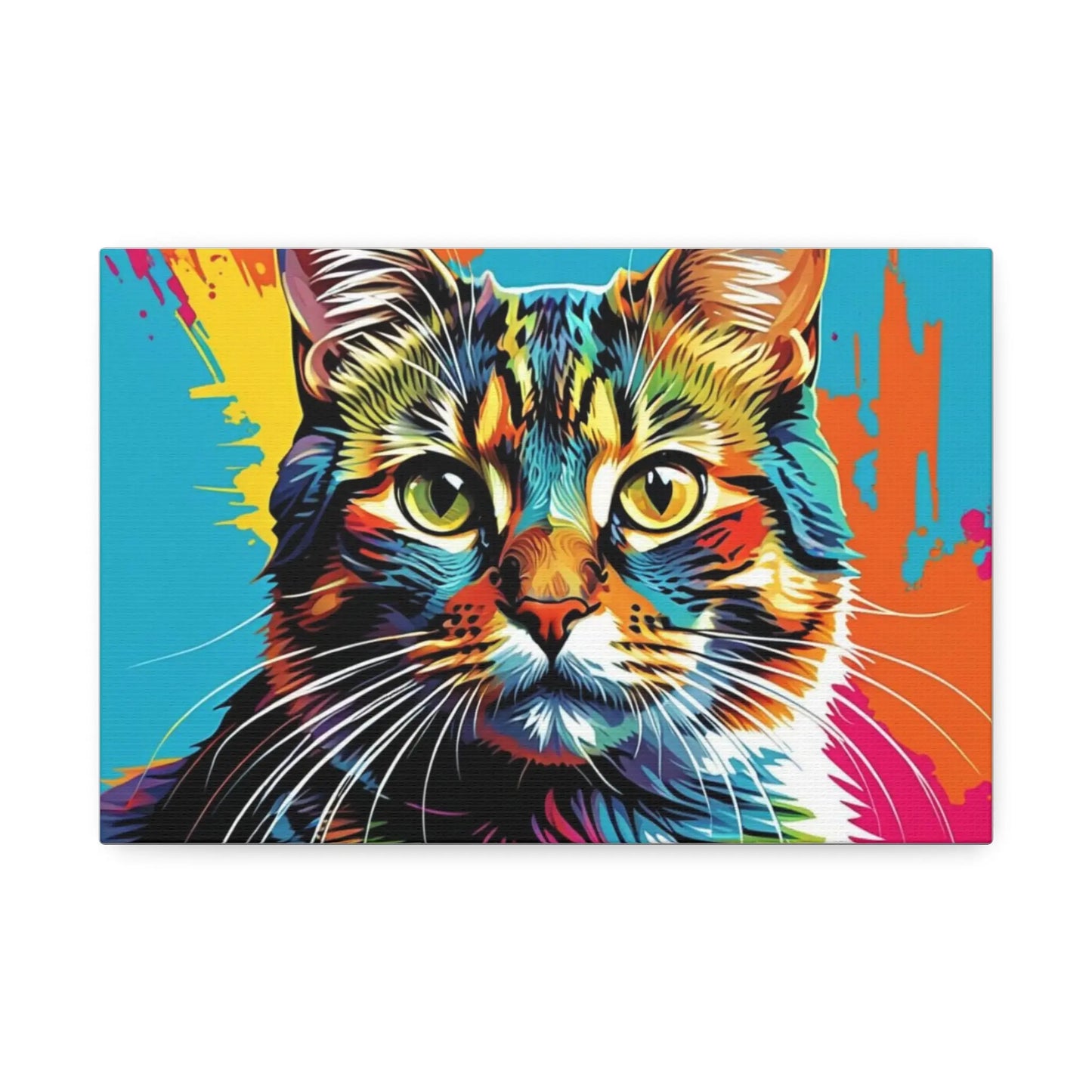 Colorful Pop Art Cat Canvas – Vibrant Stretched Wall Art Printify
