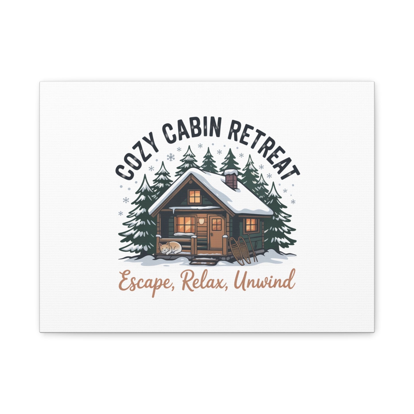 Cozy Cabin Retreat Log Cabin Art Print | Matte Canvas Stretched, 1.25" Printify