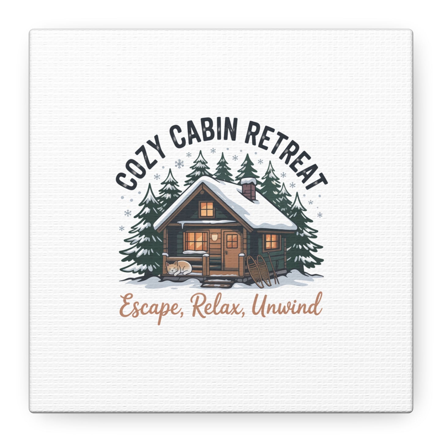 Cozy Cabin Retreat Log Cabin Art Print | Matte Canvas Stretched, 1.25" Printify