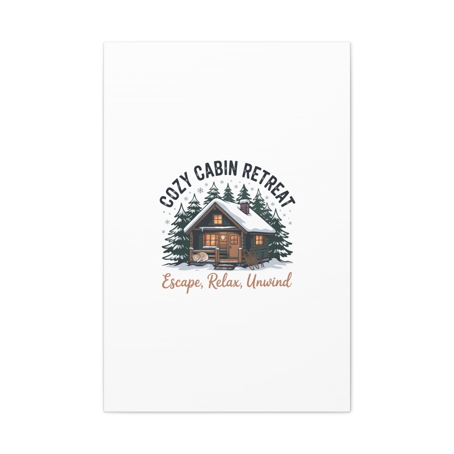 Cozy Cabin Retreat Log Cabin Art Print | Matte Canvas Stretched, 1.25" Printify