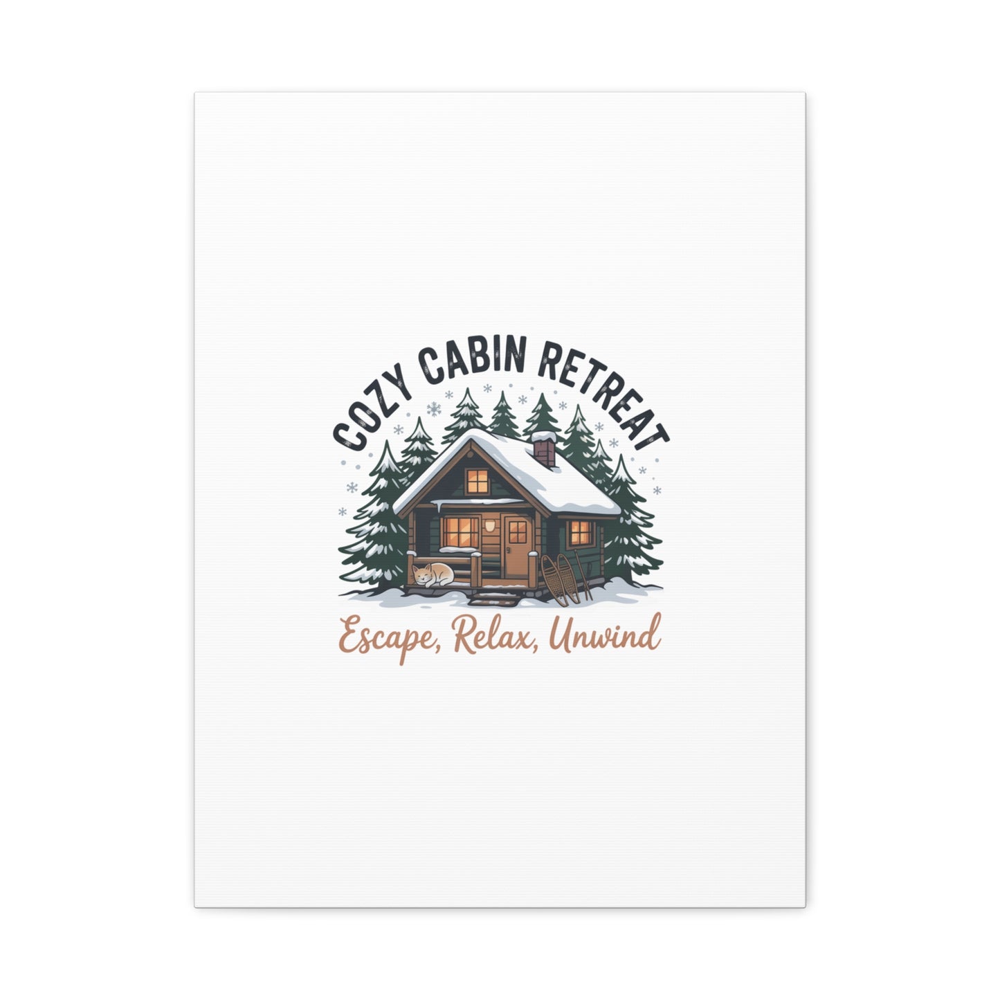 Cozy Cabin Retreat Log Cabin Art Print | Matte Canvas Stretched, 1.25" Printify