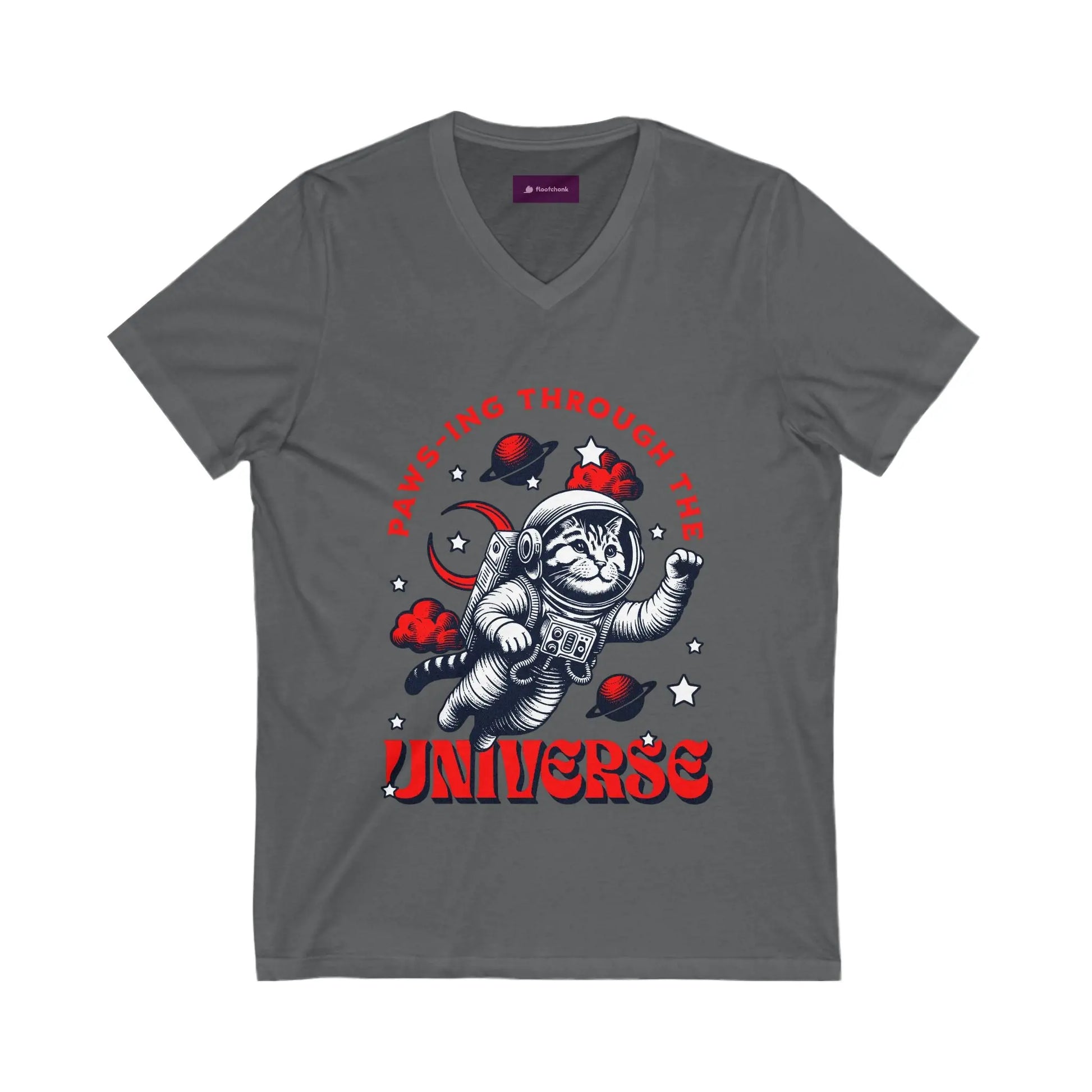 Astronaut Cat V-Neck Tee | Fun Space Cat Shirt Printify