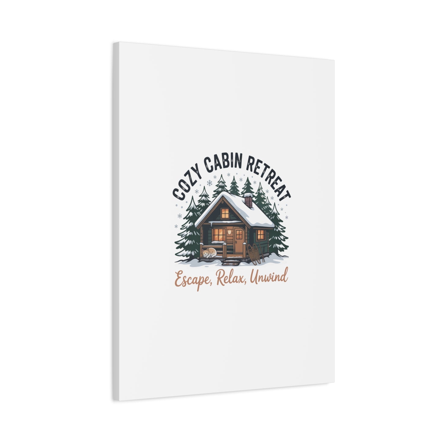 Cozy Cabin Retreat Log Cabin Art Print | Matte Canvas Stretched, 1.25" Printify