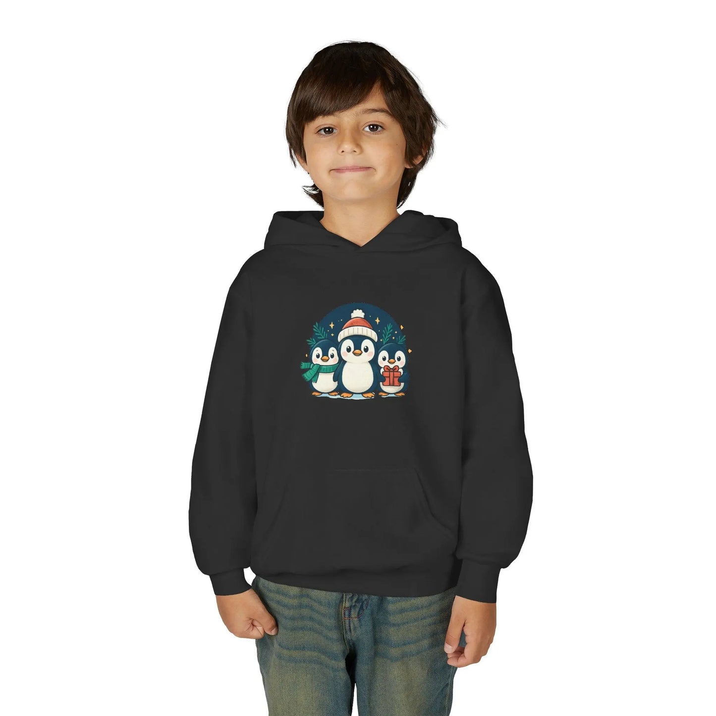 Kids Penguin Family Hoodie — Cute Holiday Winter Graphic Sweatshirt Printify