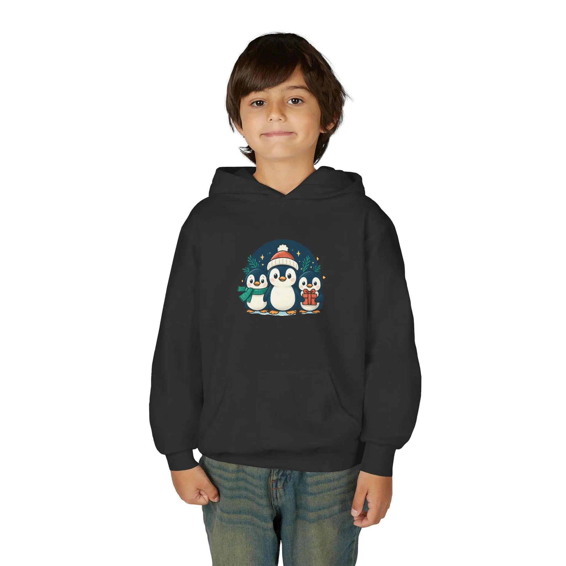 Kids Penguin Family Hoodie — Cute Holiday Winter Graphic Sweatshirt Printify