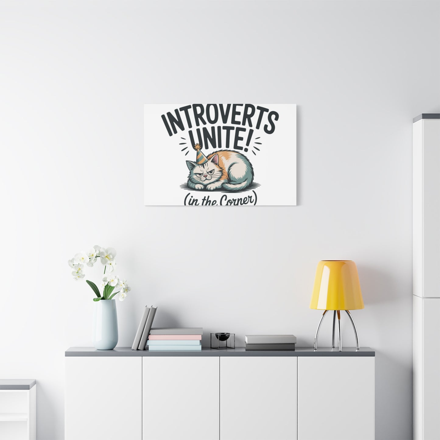 Introverts Unite (In the Corner) Matte Canvas | Funny Holiday Decor, Party Survival Humor Printify