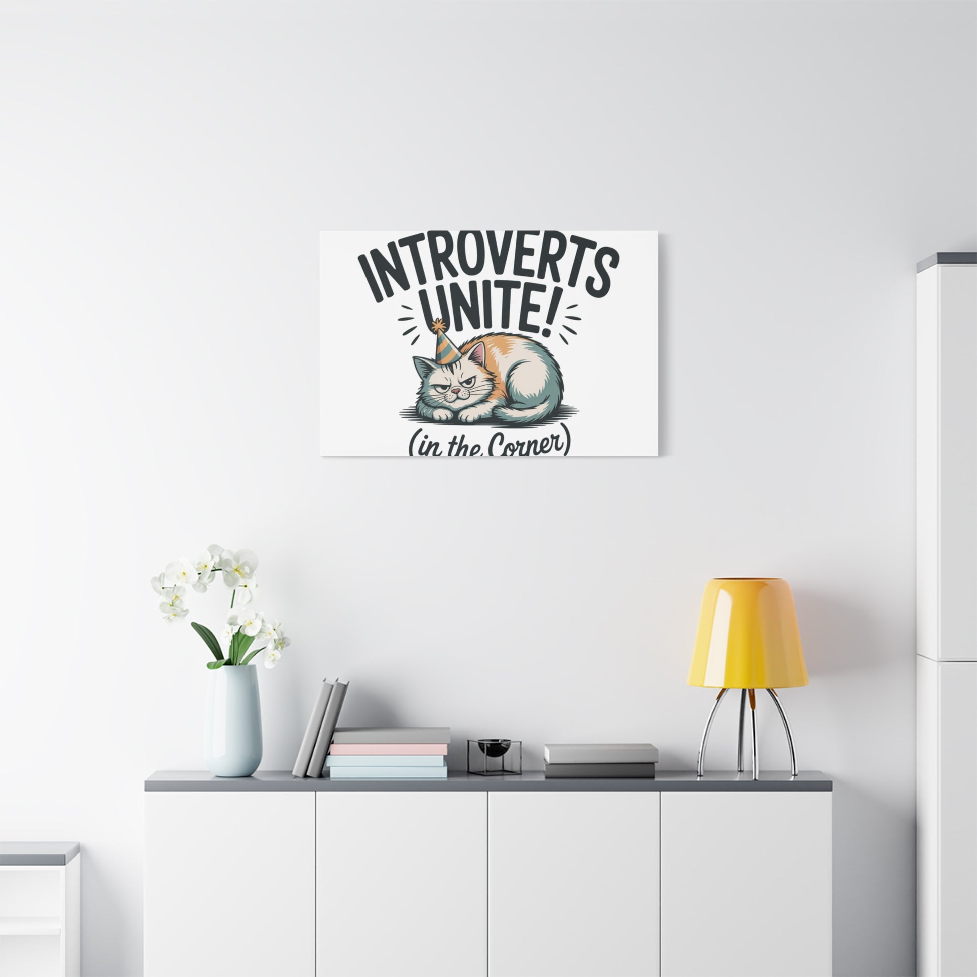 Introverts Unite (In the Corner) Matte Canvas | Funny Holiday Decor, Party Survival Humor Printify