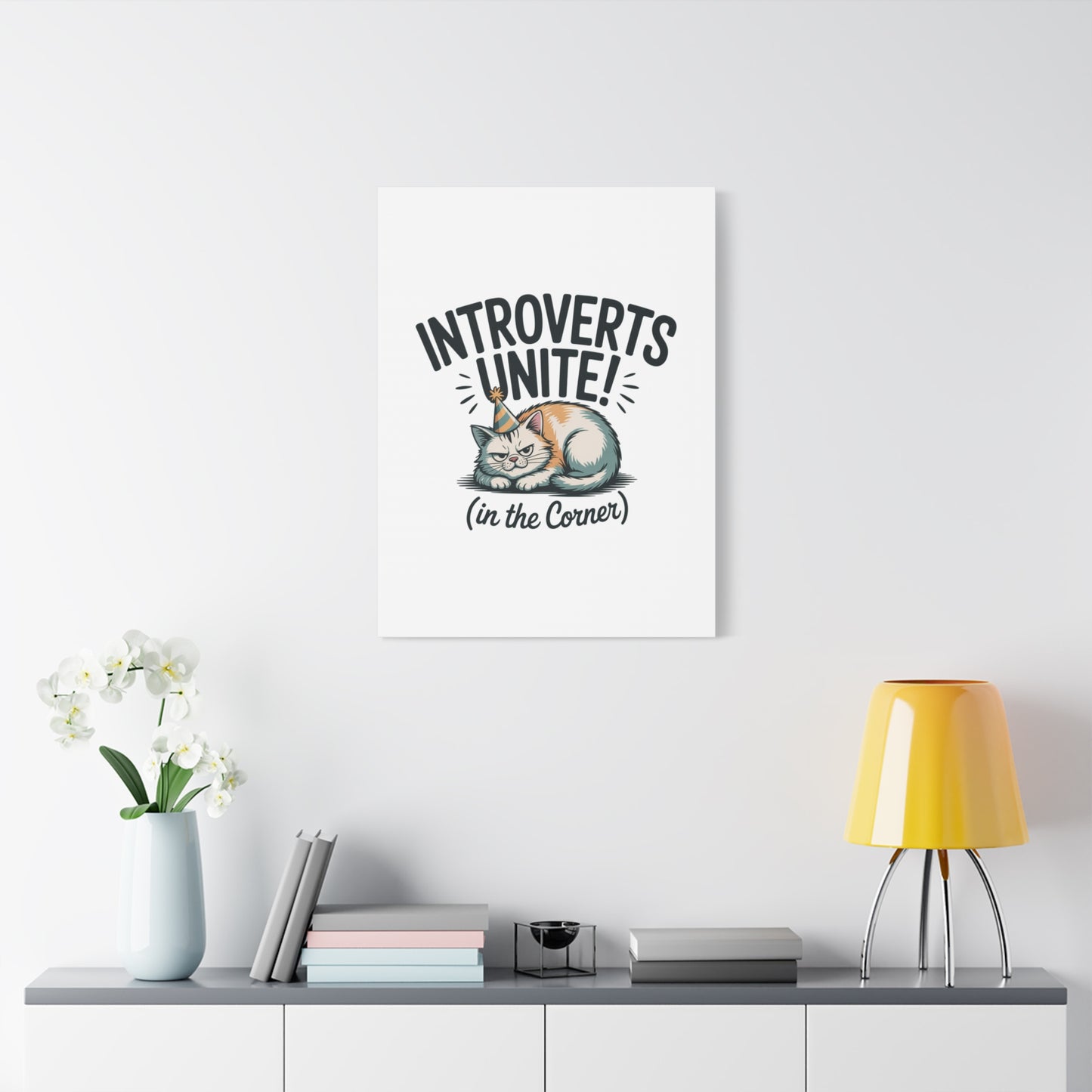 Introverts Unite (In the Corner) Matte Canvas | Funny Holiday Decor, Party Survival Humor Printify