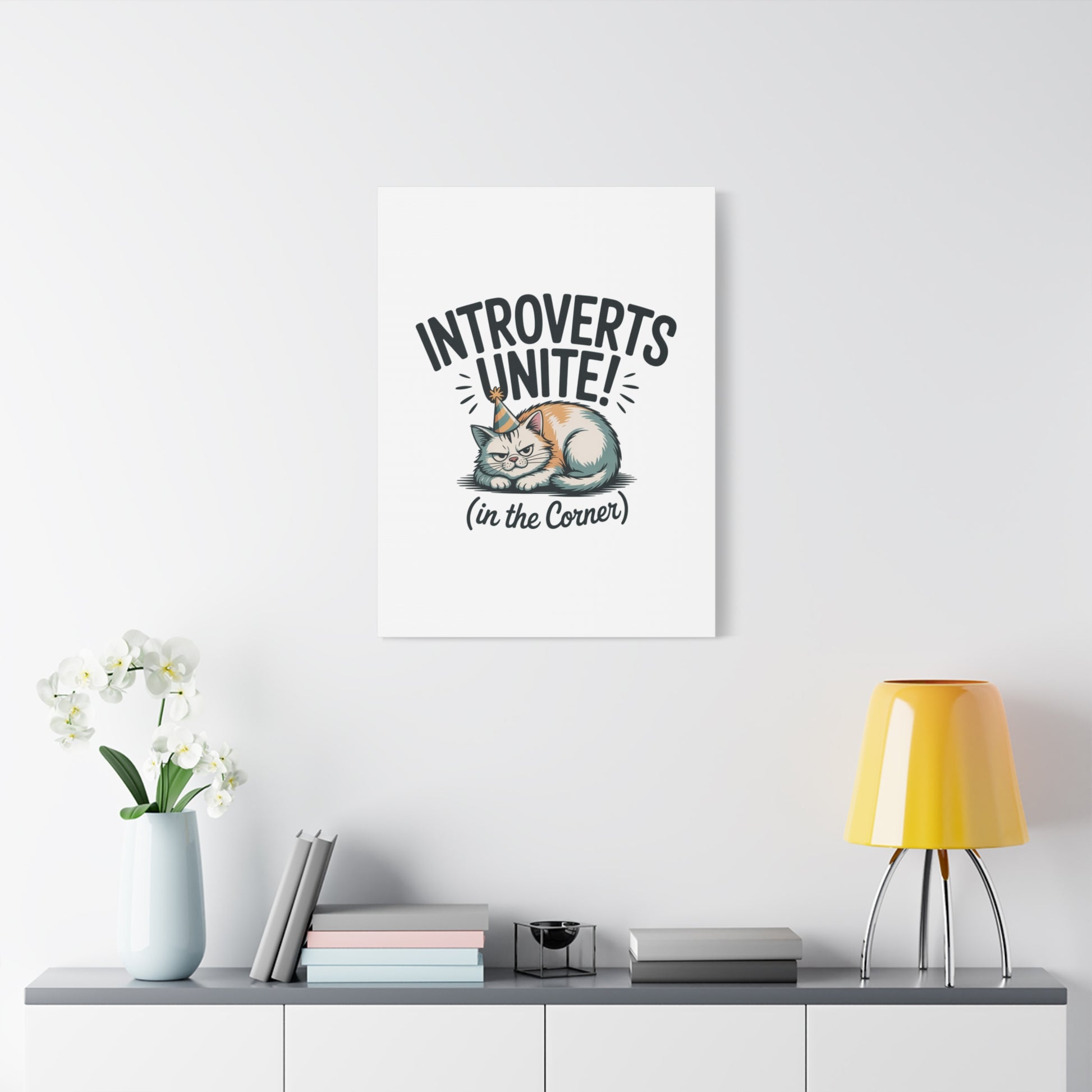 Introverts Unite (In the Corner) Matte Canvas | Funny Holiday Decor, Party Survival Humor Printify