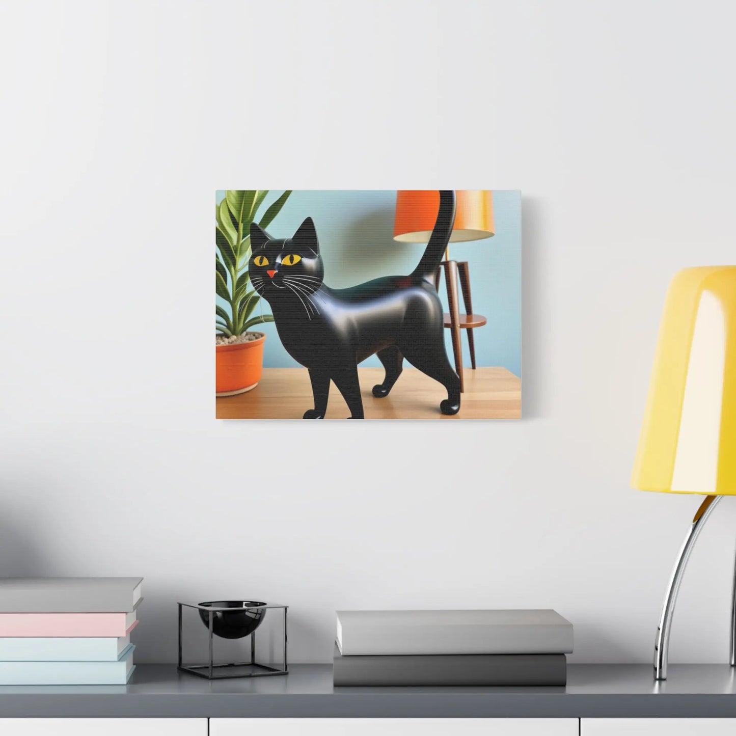 Black Cat Art Canvas Print — Retro Home Decor Wall Art Printify