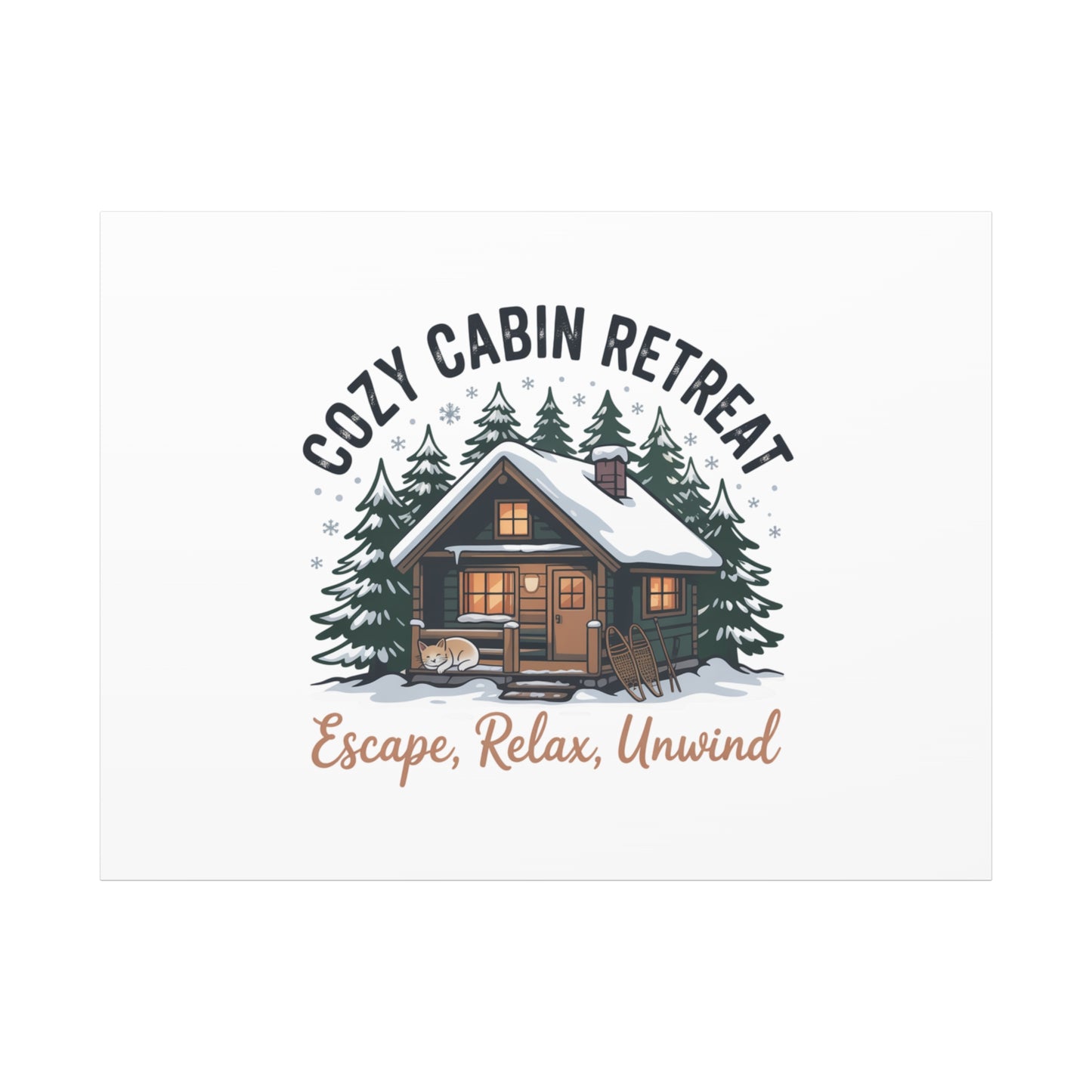Cozy Cabin Retreat Log Cabin Art Print | Matte Canvas Stretched, 1.25" Printify