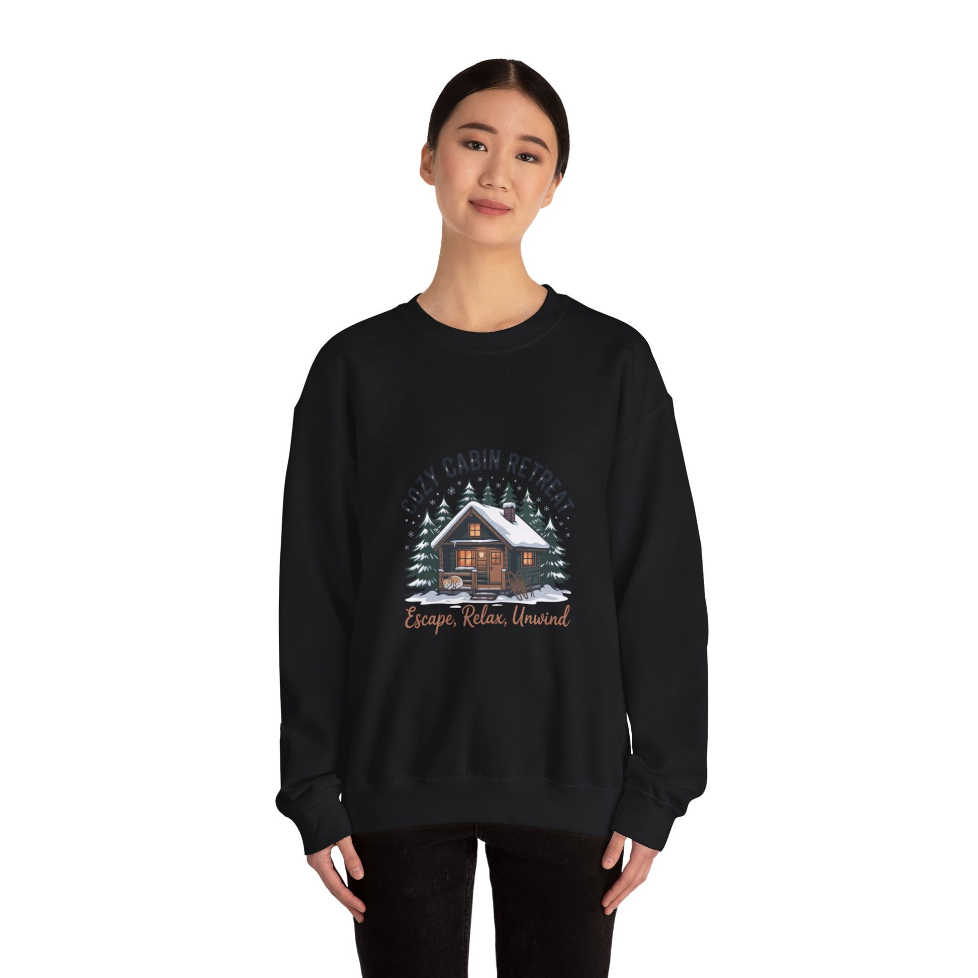 Cozy Cabin Retreat Sweatshirt | cabin vibes shirt, pine tree sweatshirt Printify