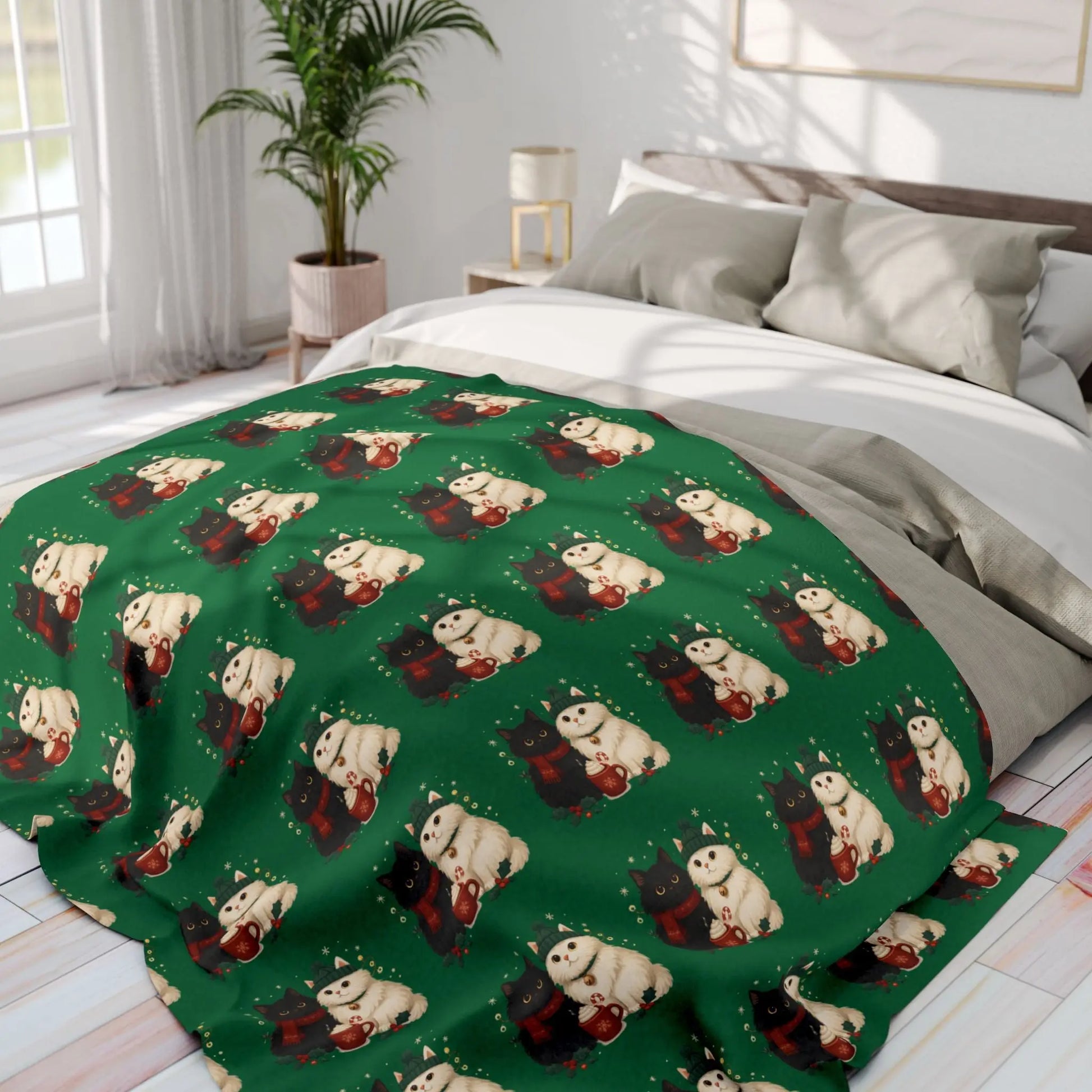 Christmas Polar Bear Fleece Blanket – Cute Holiday Arctic Pattern Printify