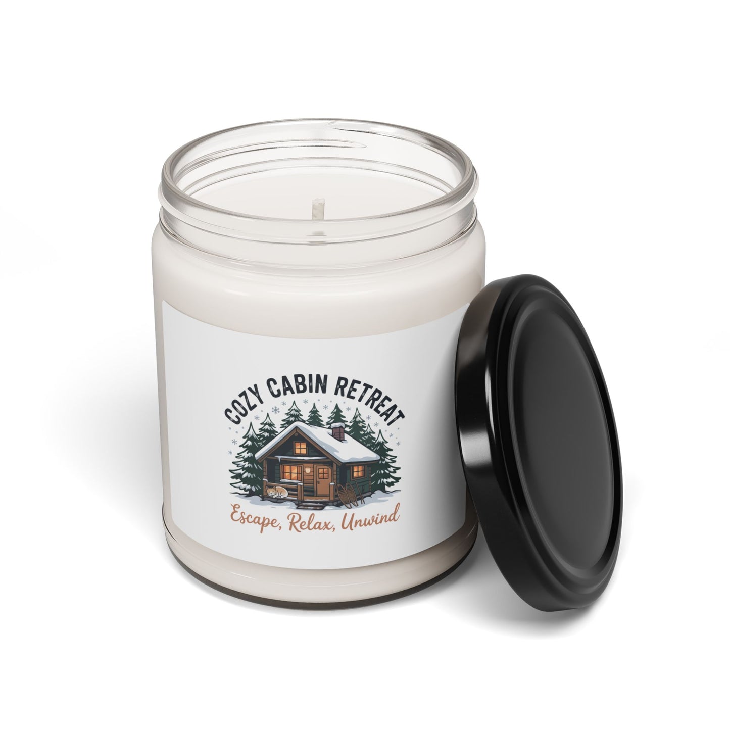 Cozy Cabin Retreat Candle, Soy Jar | Cabin Vibes, Pine Tree Lodge Printify