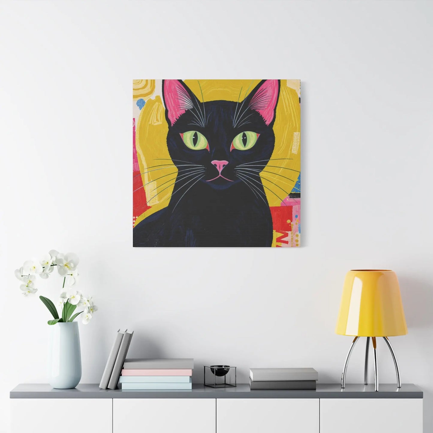 Black Cat Pop Art Matte Canvas Print — Stretched 1.25" Printify