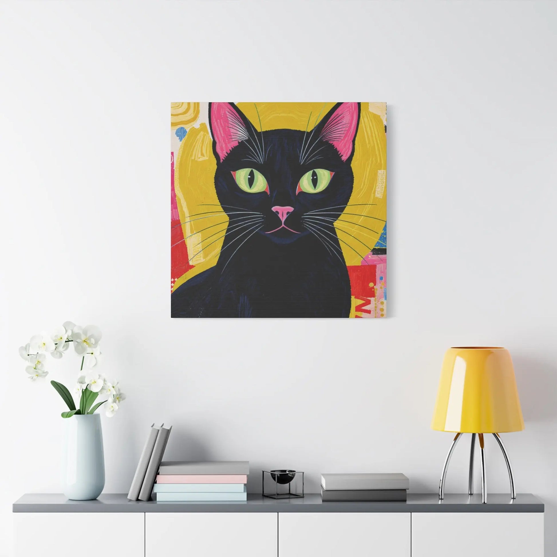 Black Cat Pop Art Matte Canvas Print — Stretched 1.25" Printify