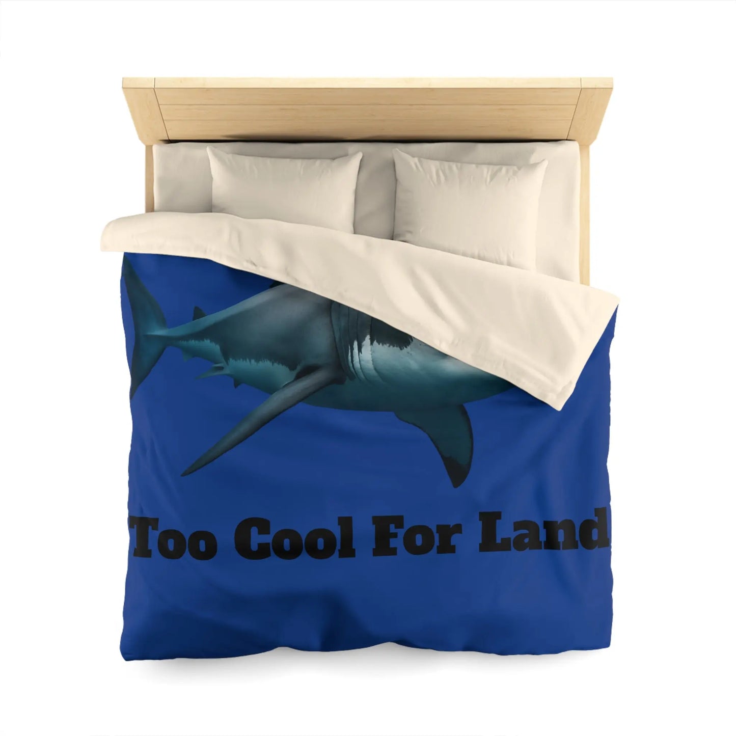 Duvet Cover - 'Too Cool For Land' Great White Shark Bedding Printify