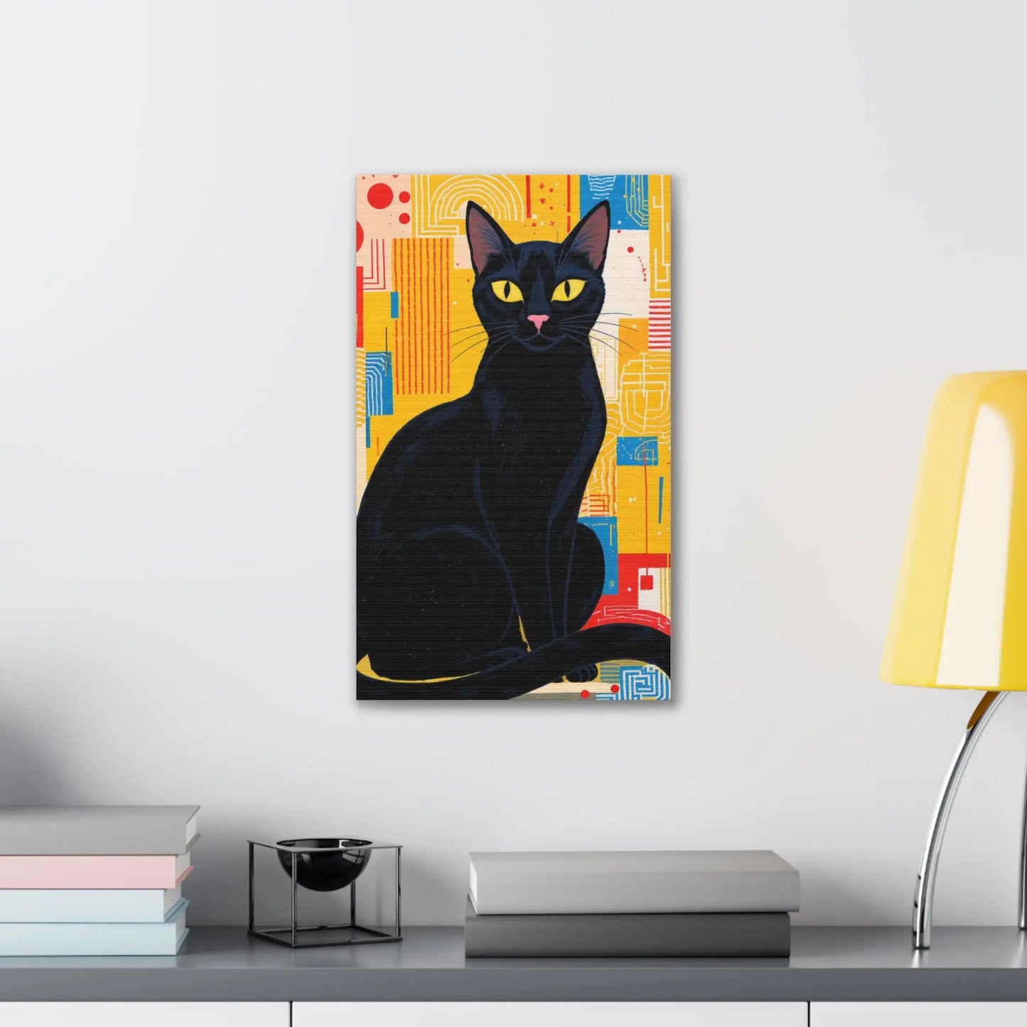 Black Cat Pop Art Canvas Print — Stretched Wall Art for Cat Lovers Printify
