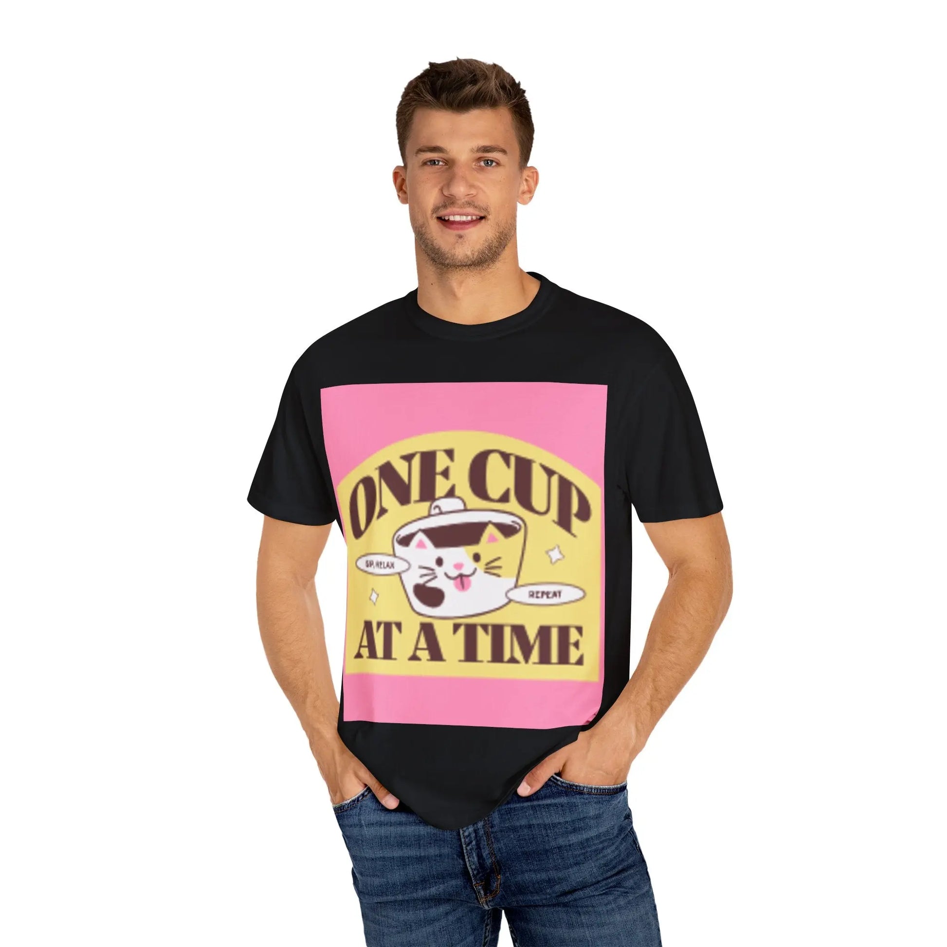 Cute Cat Retro Coffee T-Shirt, Funny Cat Lover Tee, Gift for Pet Owners, Coffee Addict Shirt, Unisex Funny Tee Printify